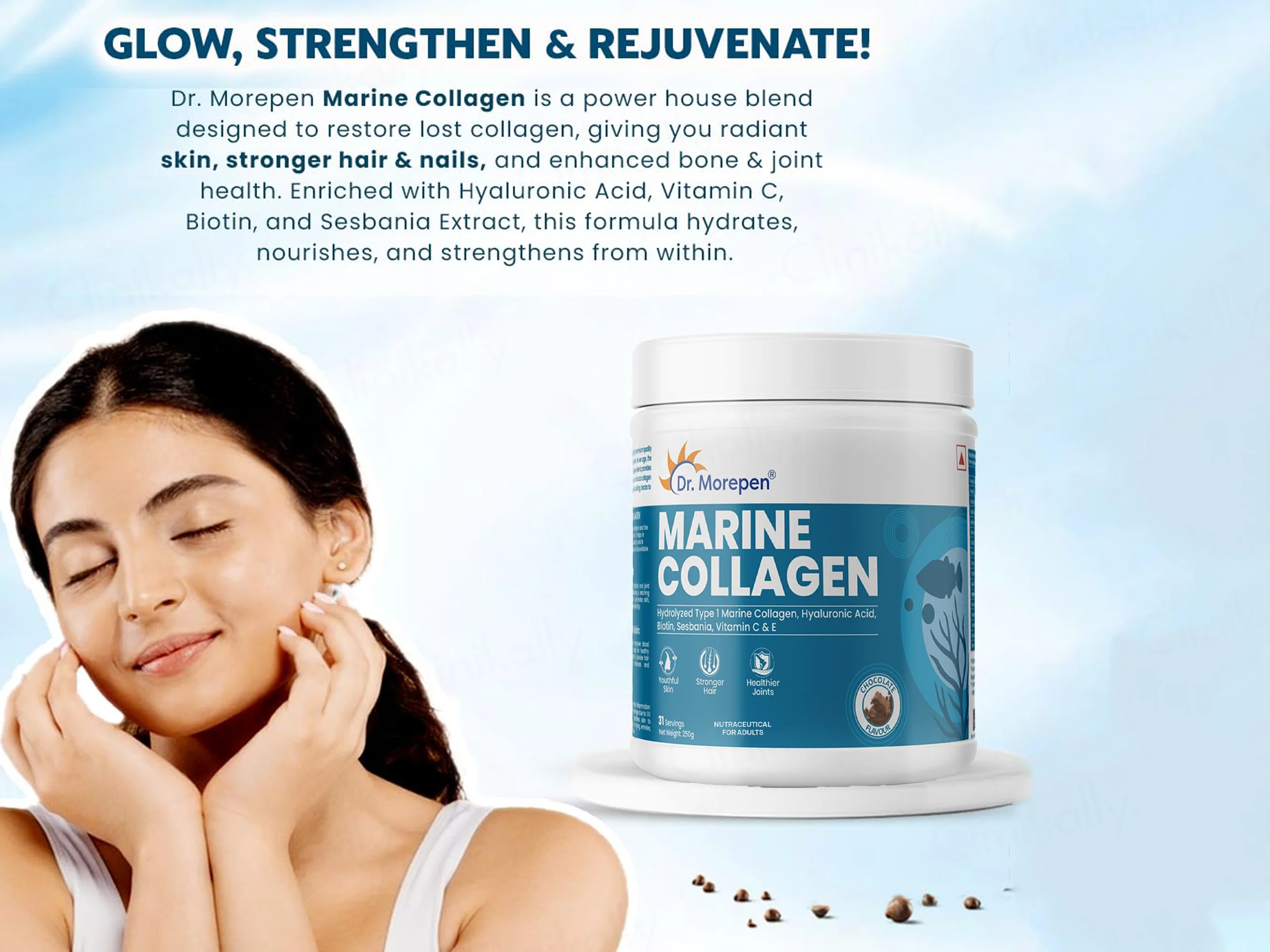 Dr. Morepen Hydrolyzed Type 1 Marine Collagen Powder - Chocolate Flavour - Image 3