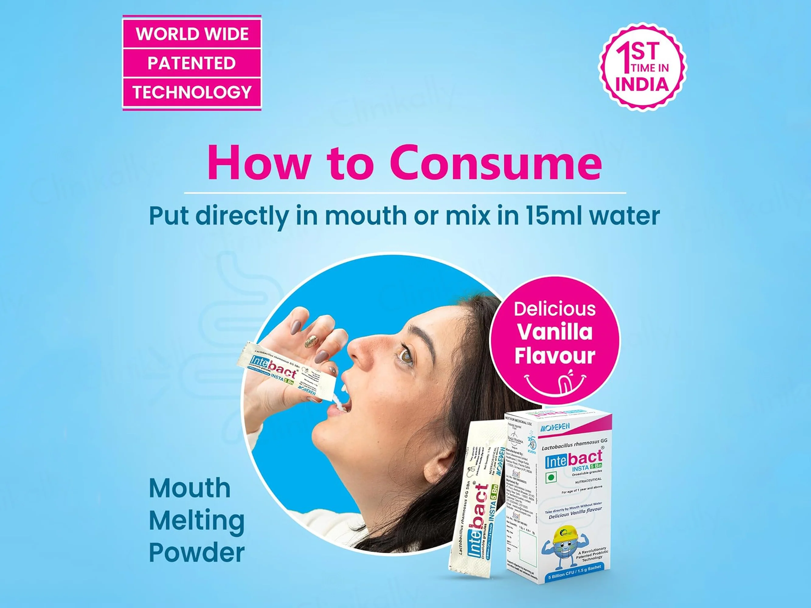 Dr. Morepen Intebact Insta 5 Billion CFU Orosoluble Granules - Delicious Vanilla Flavour - Image 6