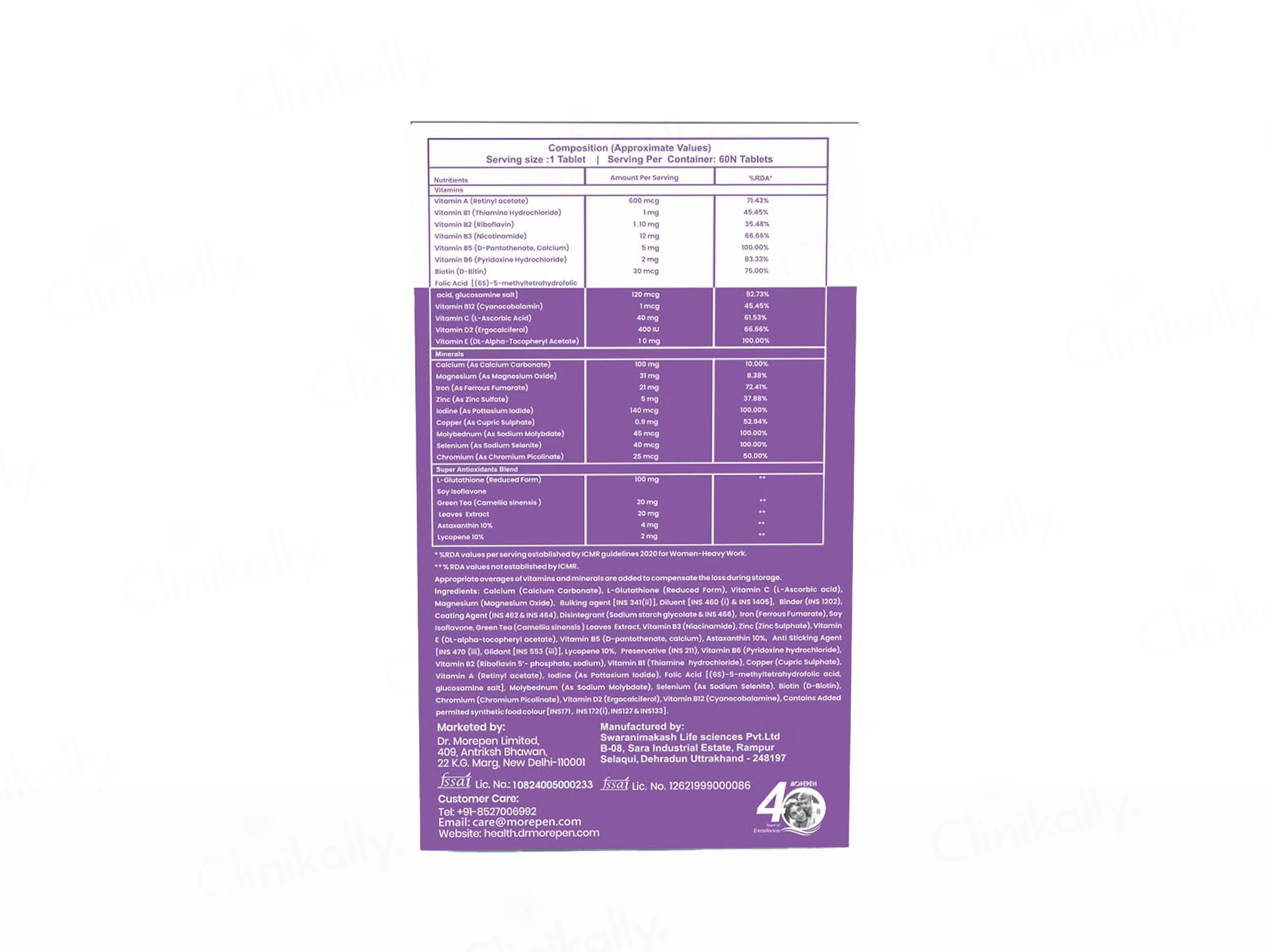 Dr. Morepen Multi Vitamin Women Nutraceutical Tablet - Image 8