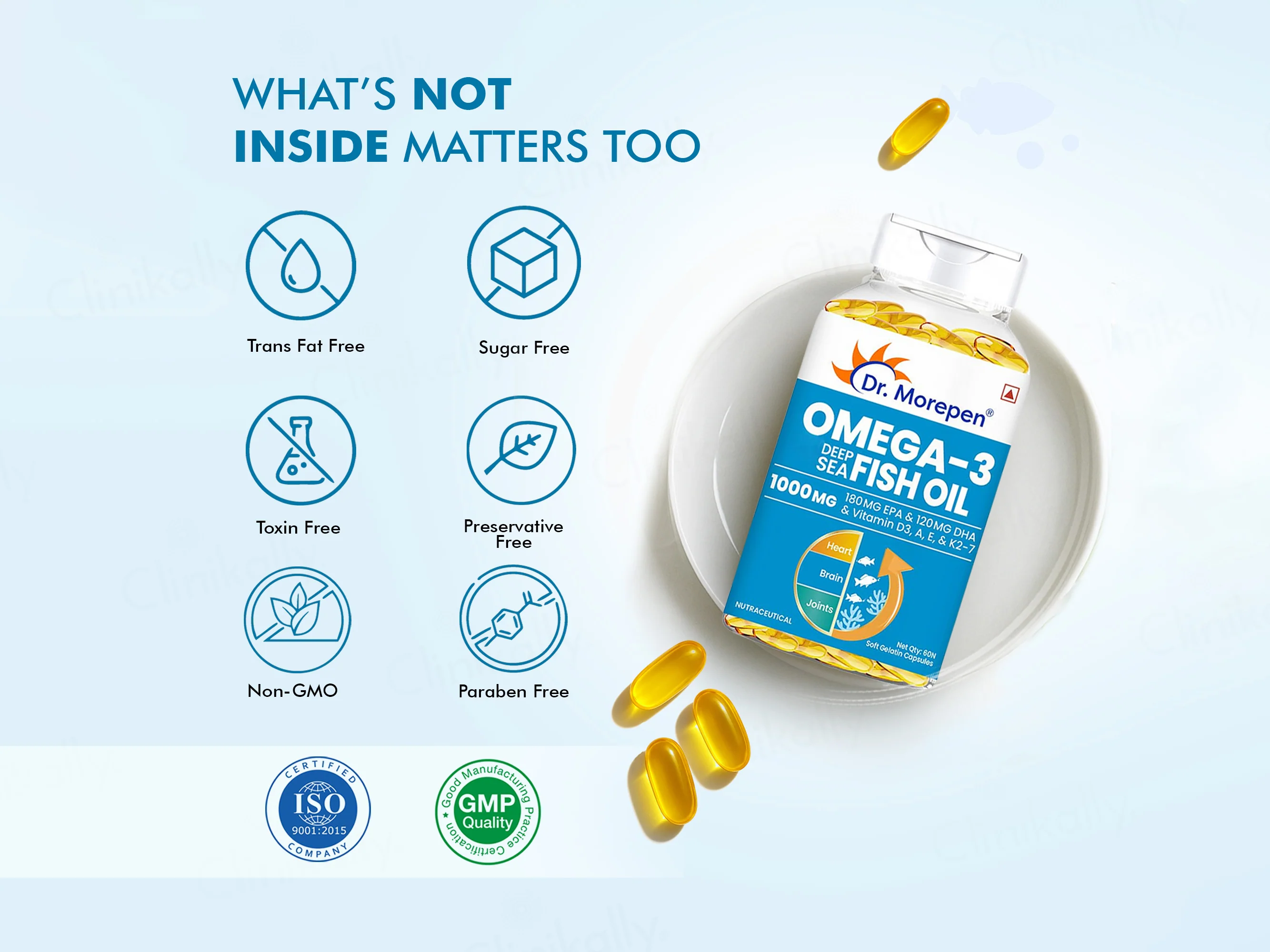 Dr. Morepen Omega-3 Deep Sea Fish Oil 1000mg Soft Gelatin Capsule - Image 7