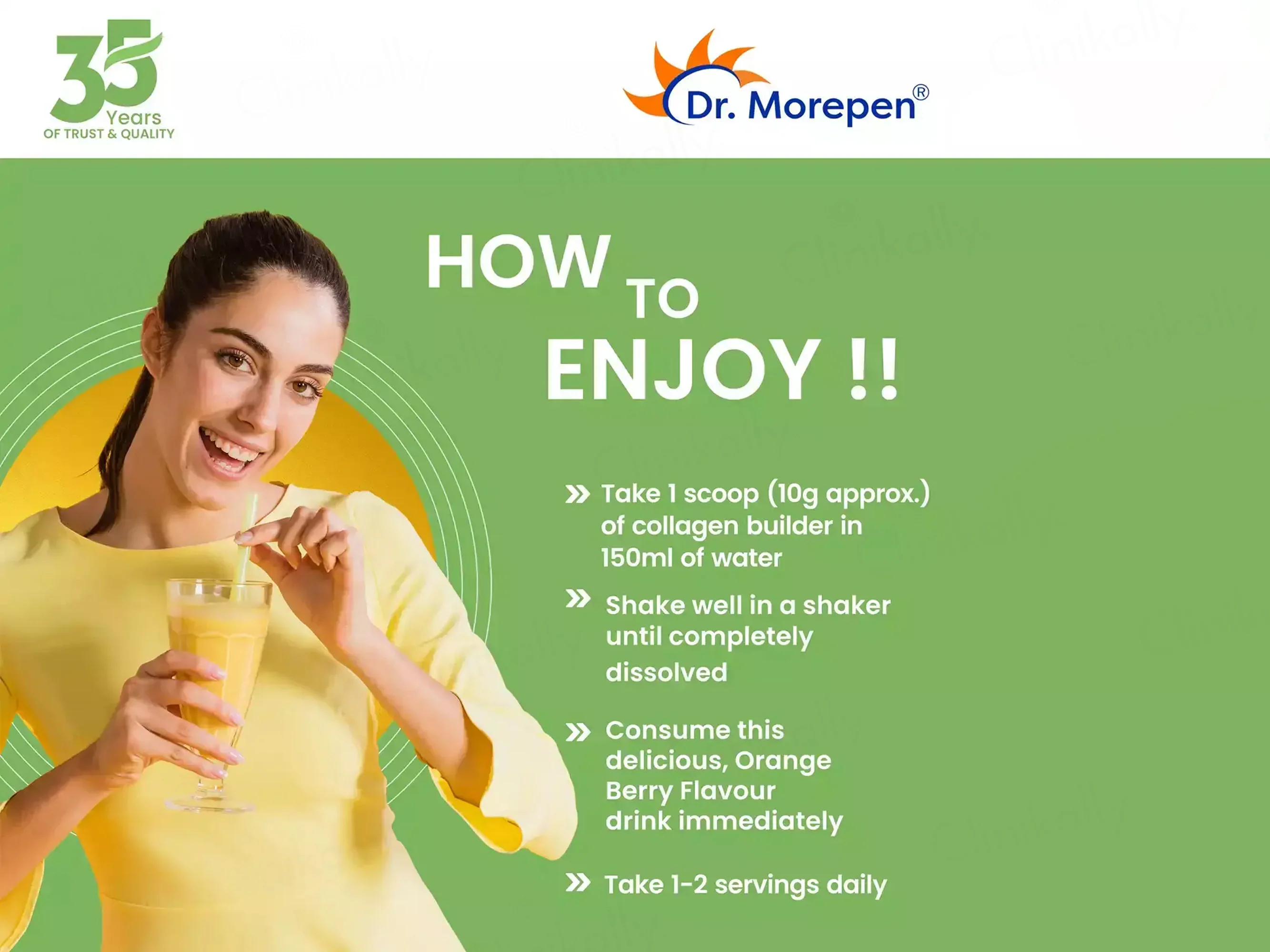 Dr. Morepen Vegan Plant Based Collagen Builder Powder - Orange Berry Flavour - Image 3