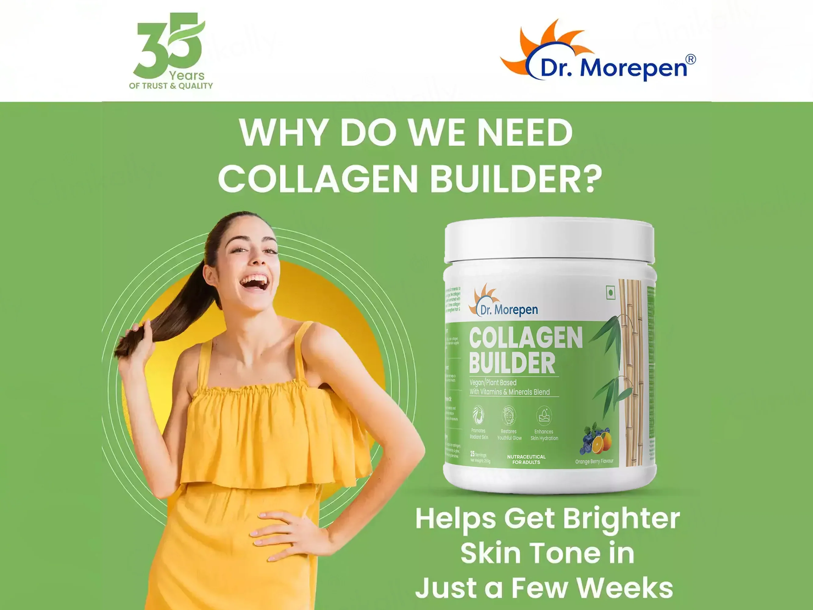 Dr. Morepen Vegan Plant Based Collagen Builder Powder - Orange Berry Flavour - Image 5