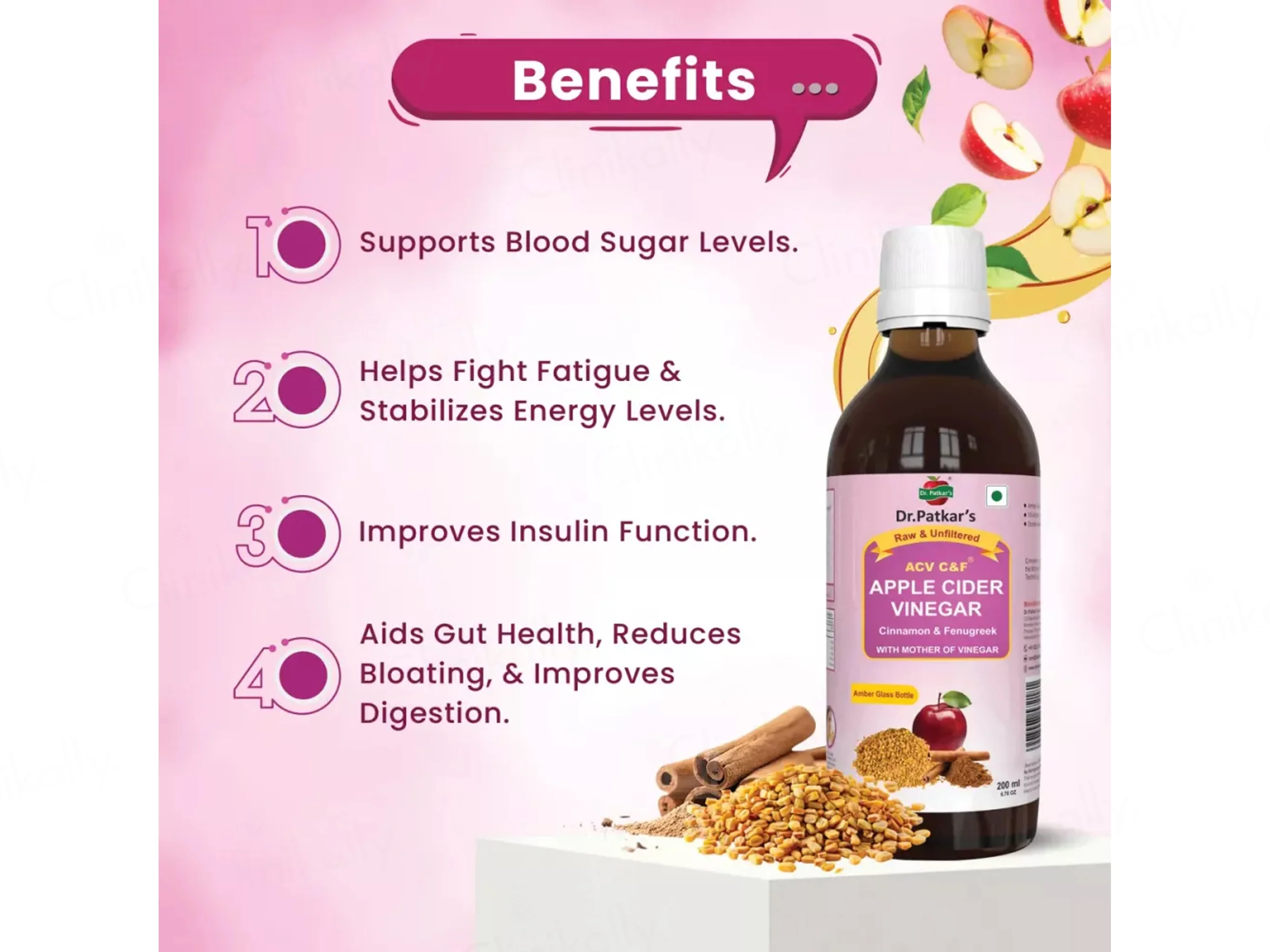 Dr. Patkar's ACV C&F Cinnamon & Fenugreek Apple Cider Vinegar - Image 5