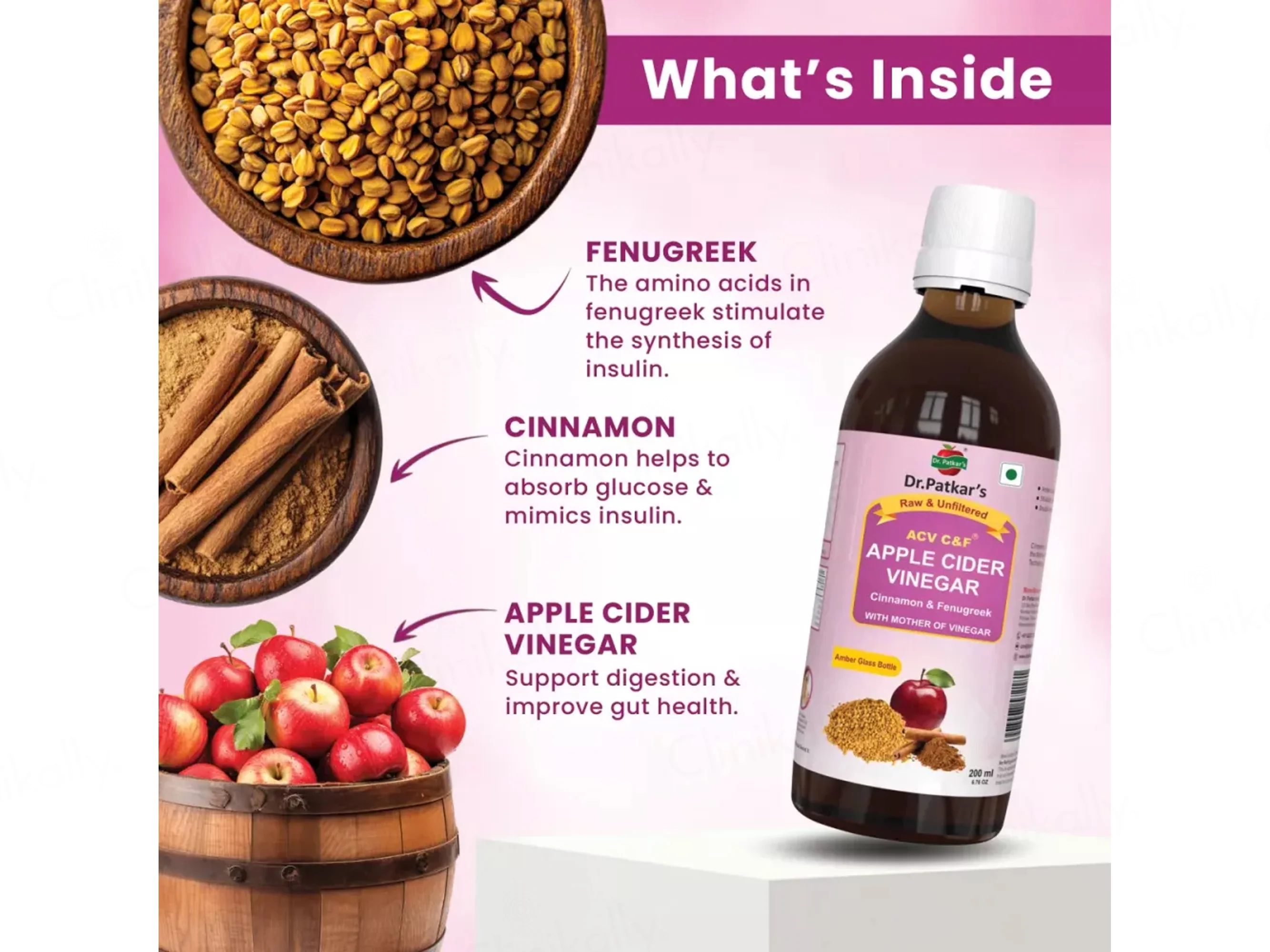 Dr. Patkar's ACV C&F Cinnamon & Fenugreek Apple Cider Vinegar - Image 6