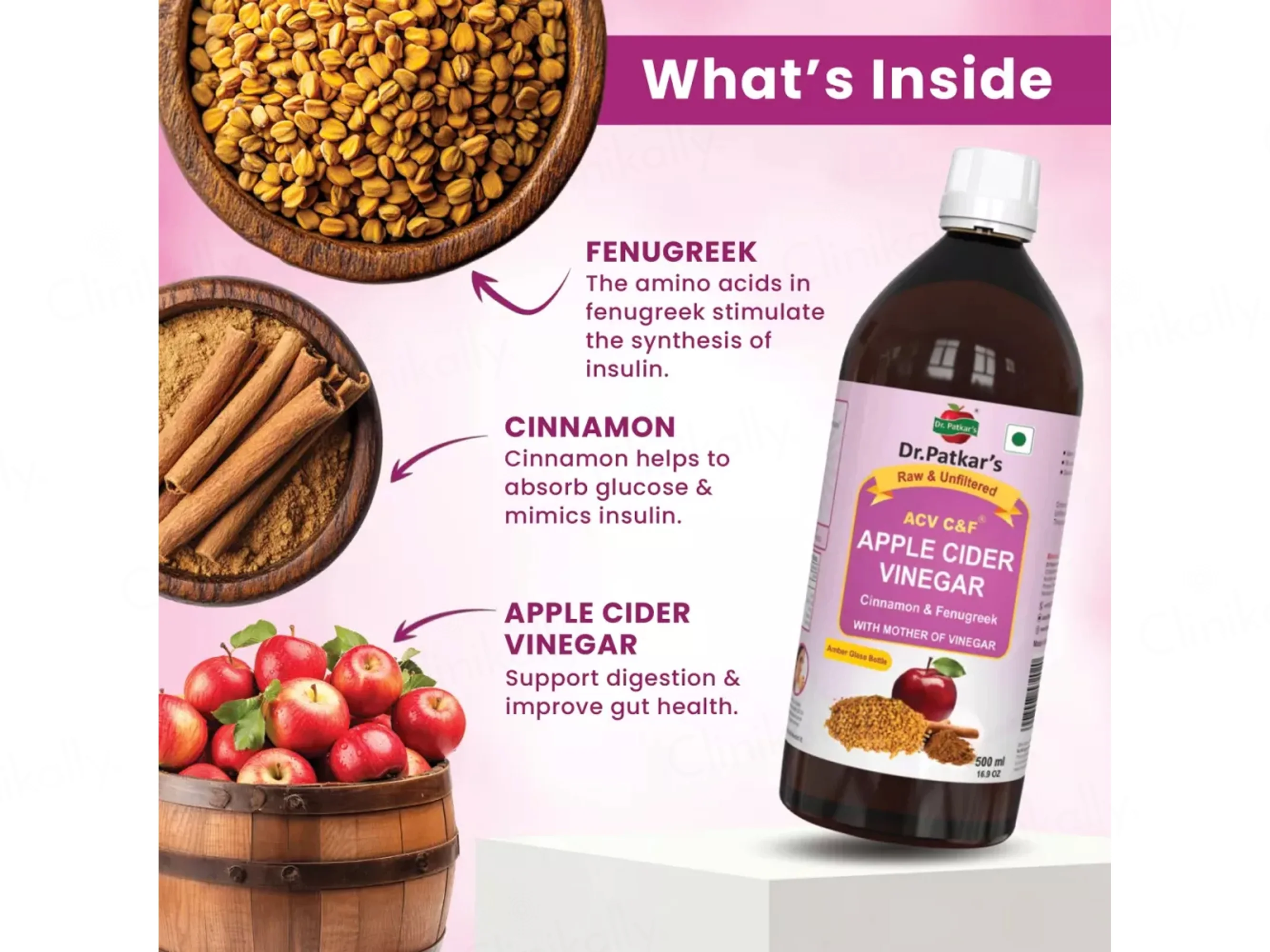 Dr. Patkar's ACV C&F Cinnamon & Fenugreek Apple Cider Vinegar - Image 7