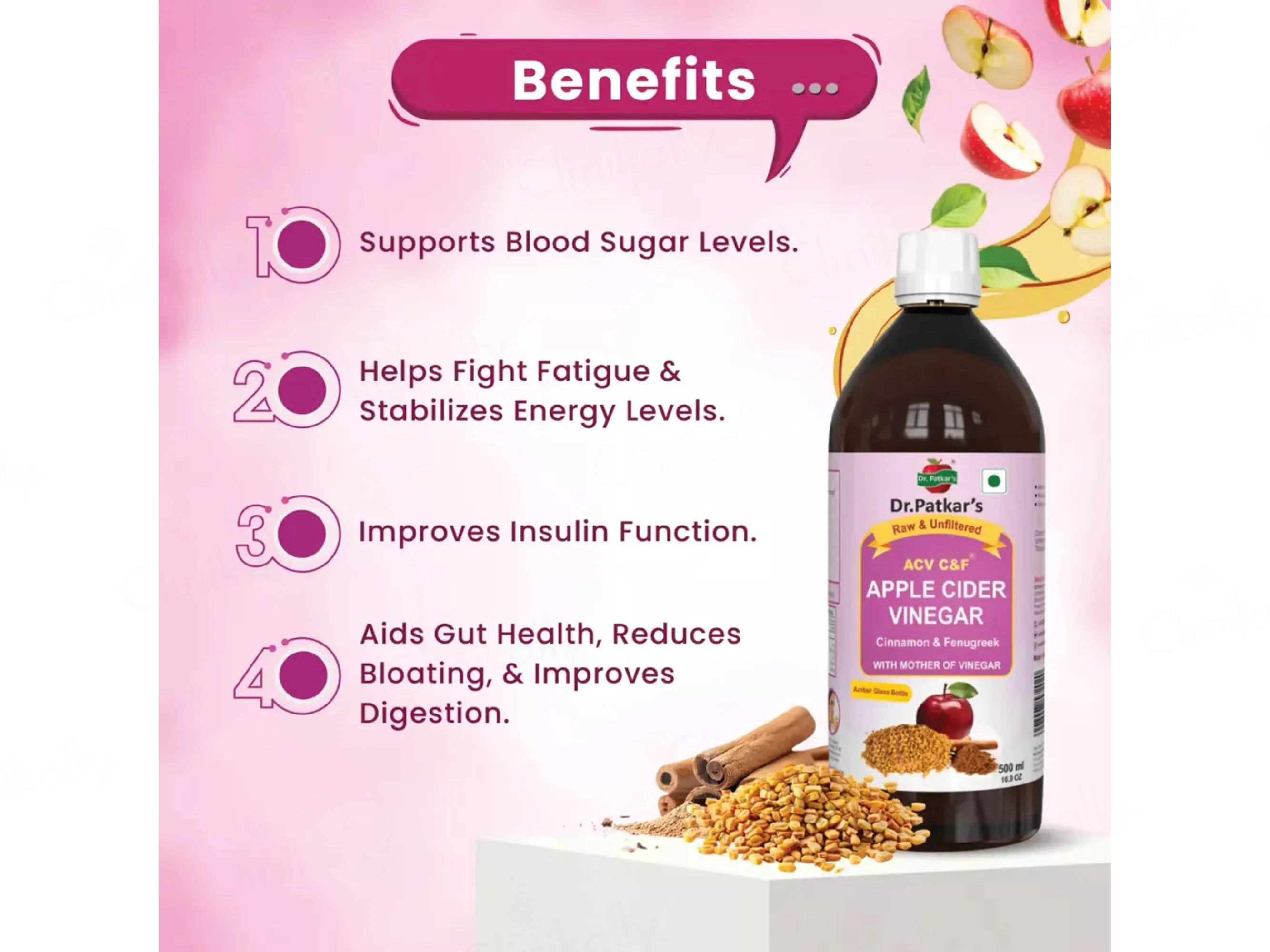Dr. Patkar's ACV C&F Cinnamon & Fenugreek Apple Cider Vinegar - Image 8