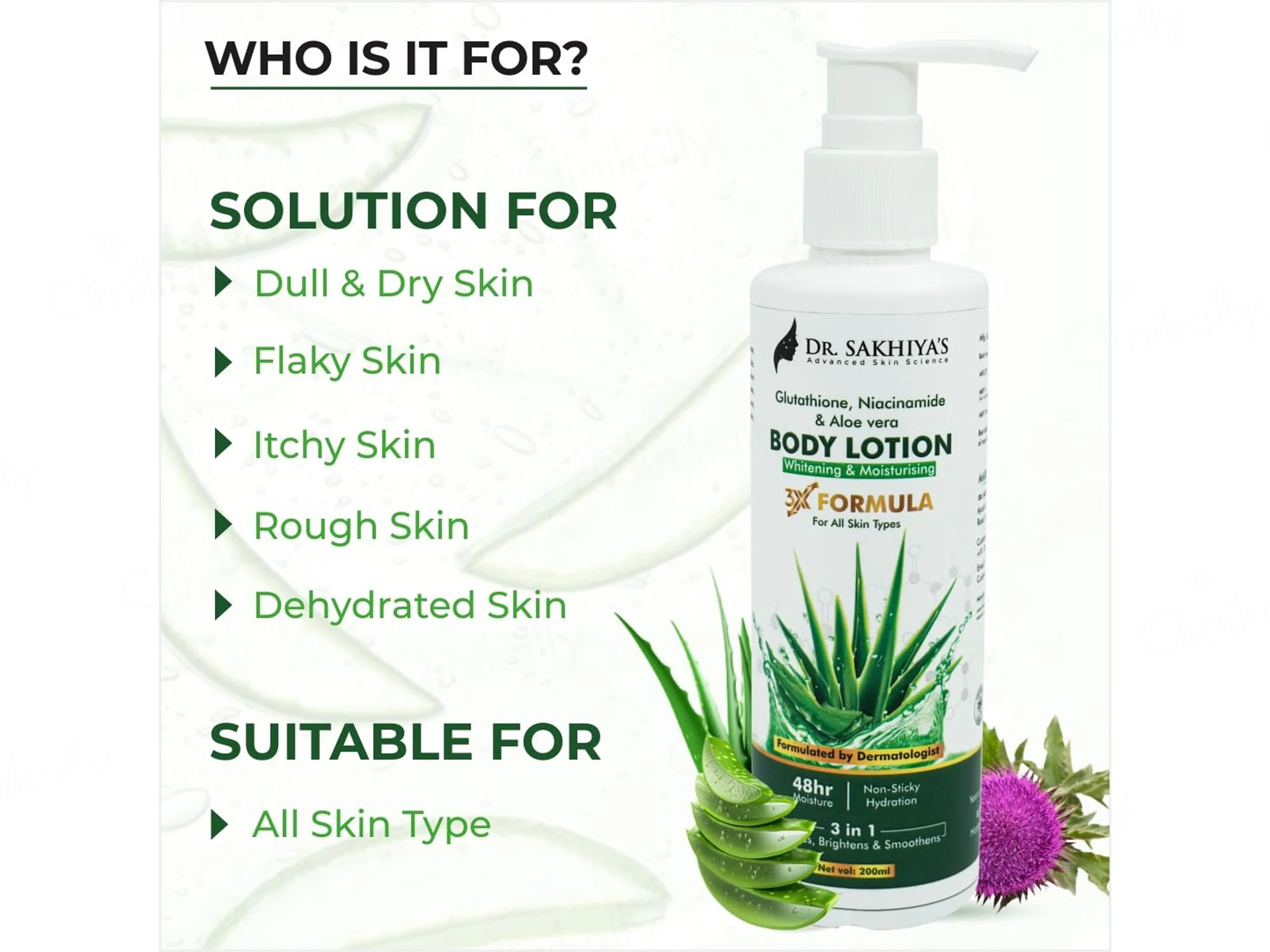 Dr. Sakhiya’s Aloe Vera Whitening & Moisturising Body Lotion - Image 2