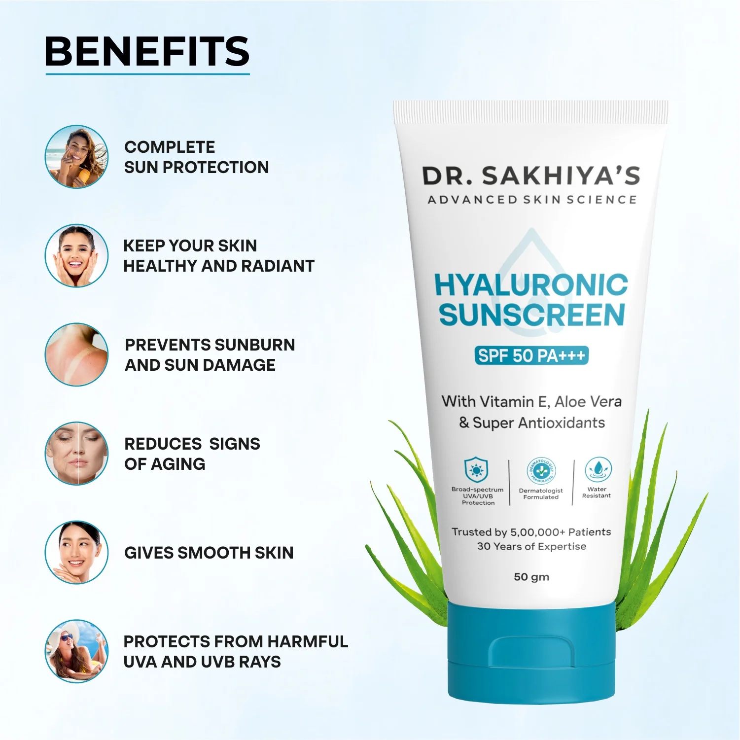 Dr. Sakhiya’s Hyaluronic Sunscreen SPF 50 PA+++ - Image 3
