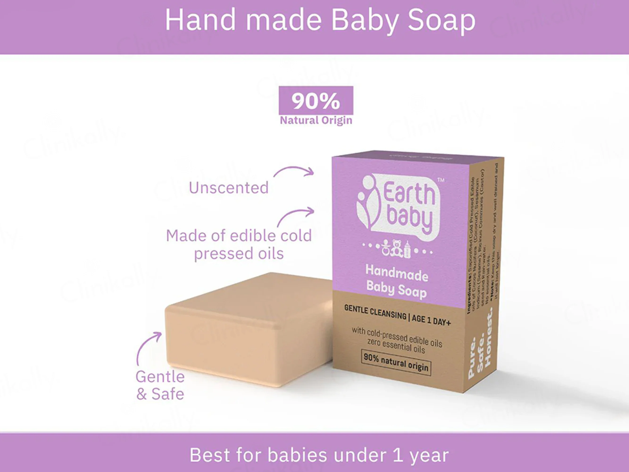Earth Baby Handmade Gentle Cleansing Baby Soap (Age 1 Day+) - Image 2