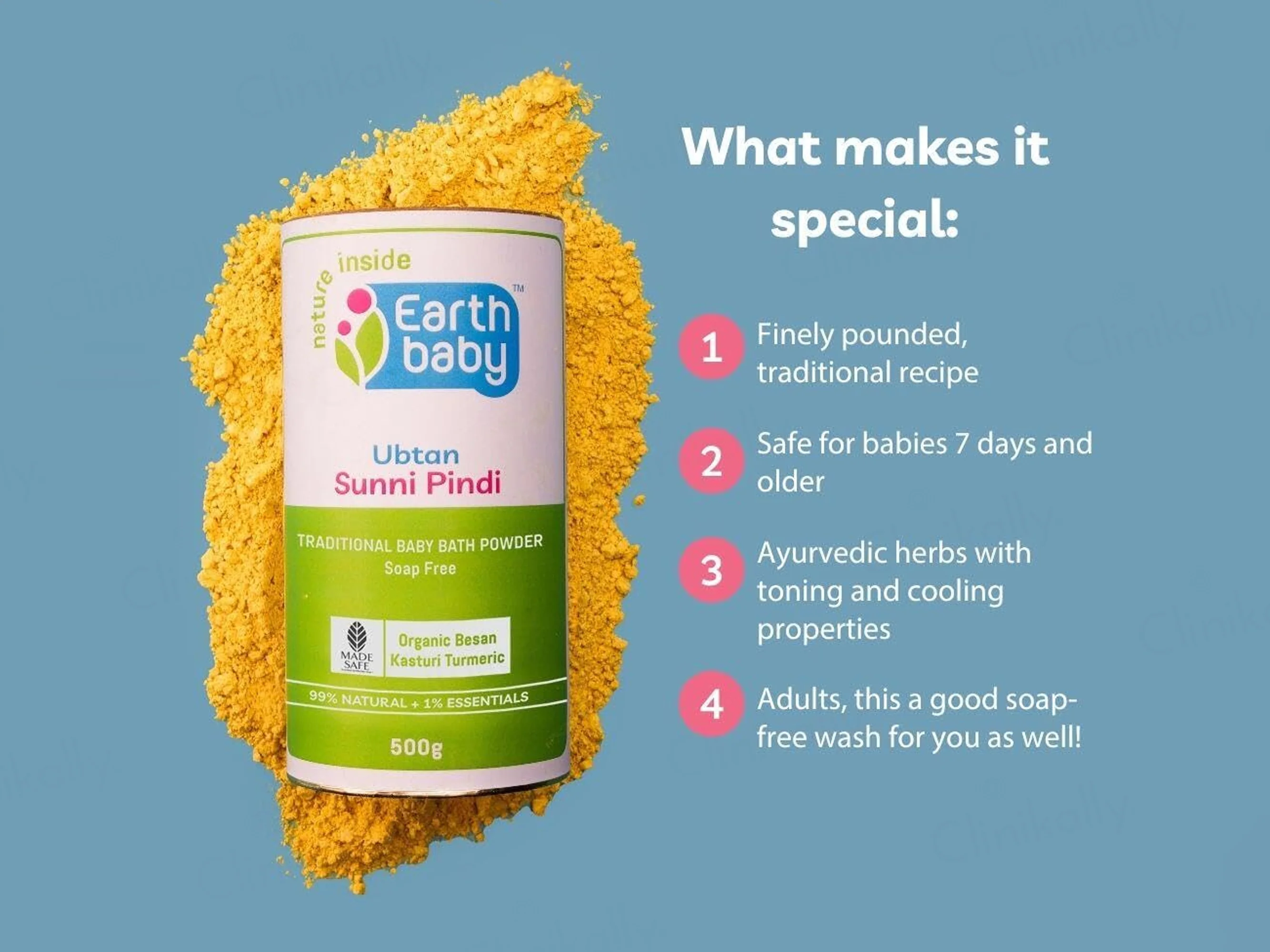 Earth Baby Ubtan Sunni Pindi Traditional Baby Bath Powder - Image 3