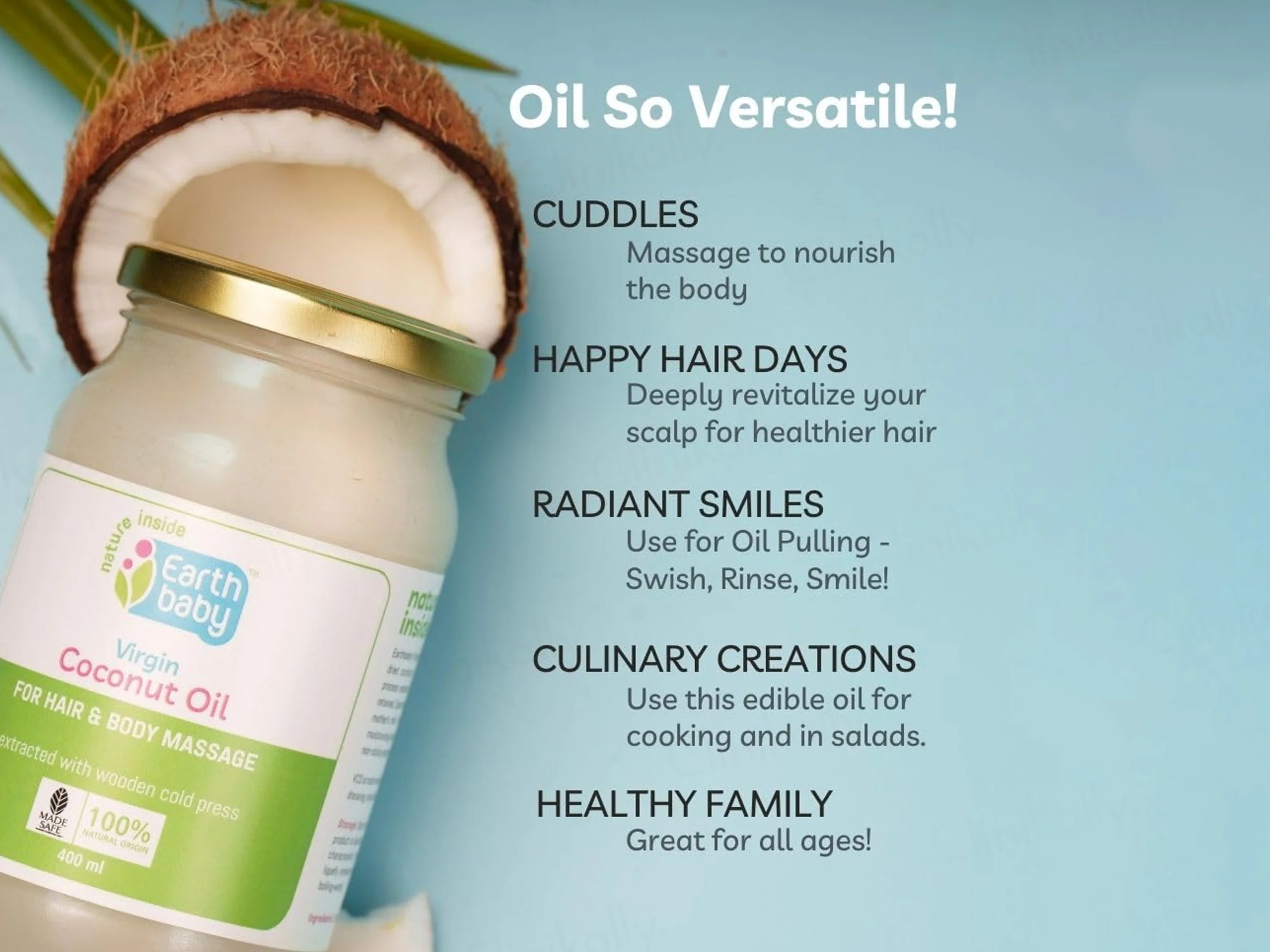 Earth Baby Virgin Coconut Oil For Hair & Body Massage - Image 6