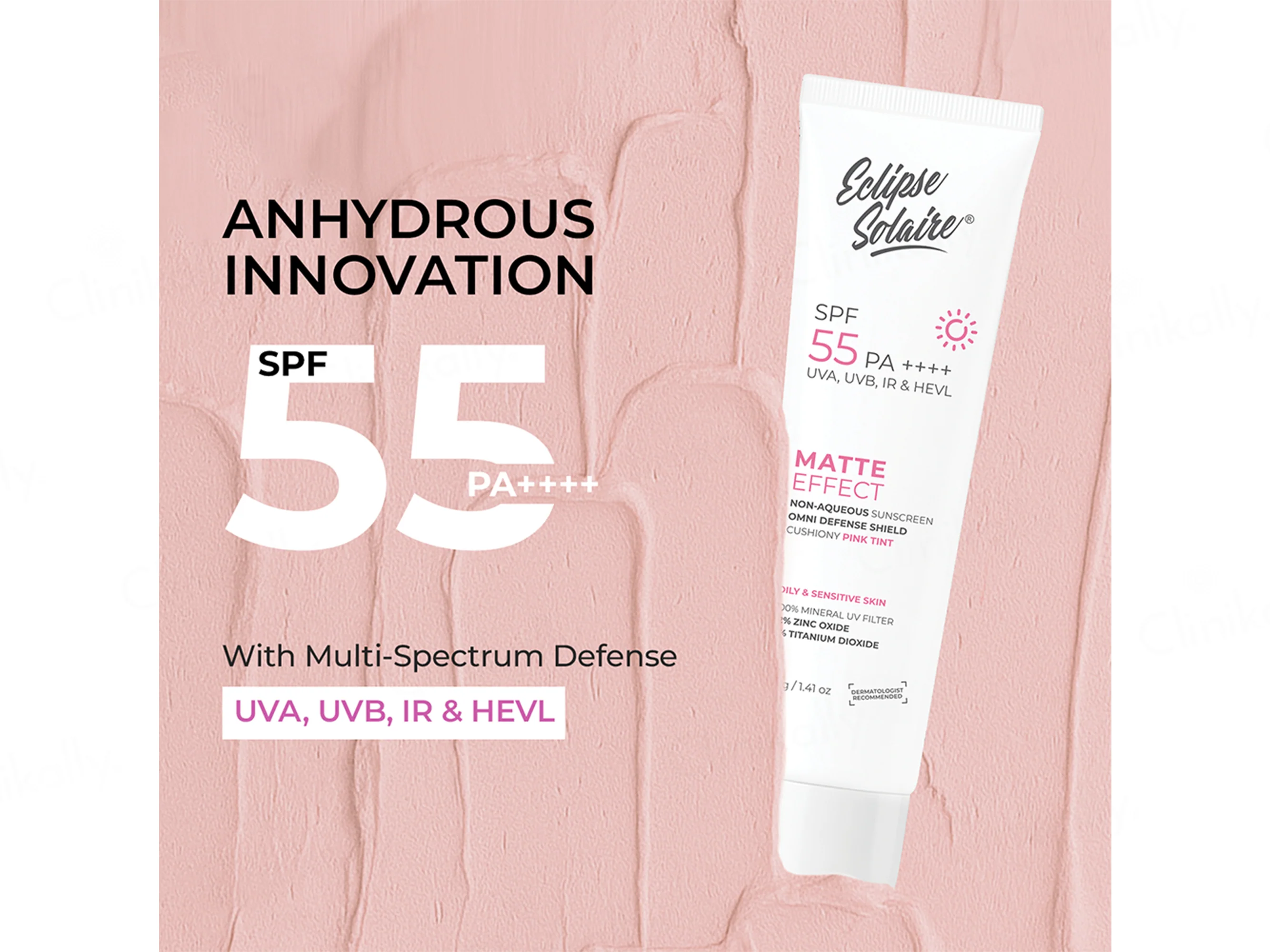 Eclipse Solaire Matte Effect Cushiony Pink Tint Non-Aqueous Sunscreen SPF 55 PA++++ - Image 2