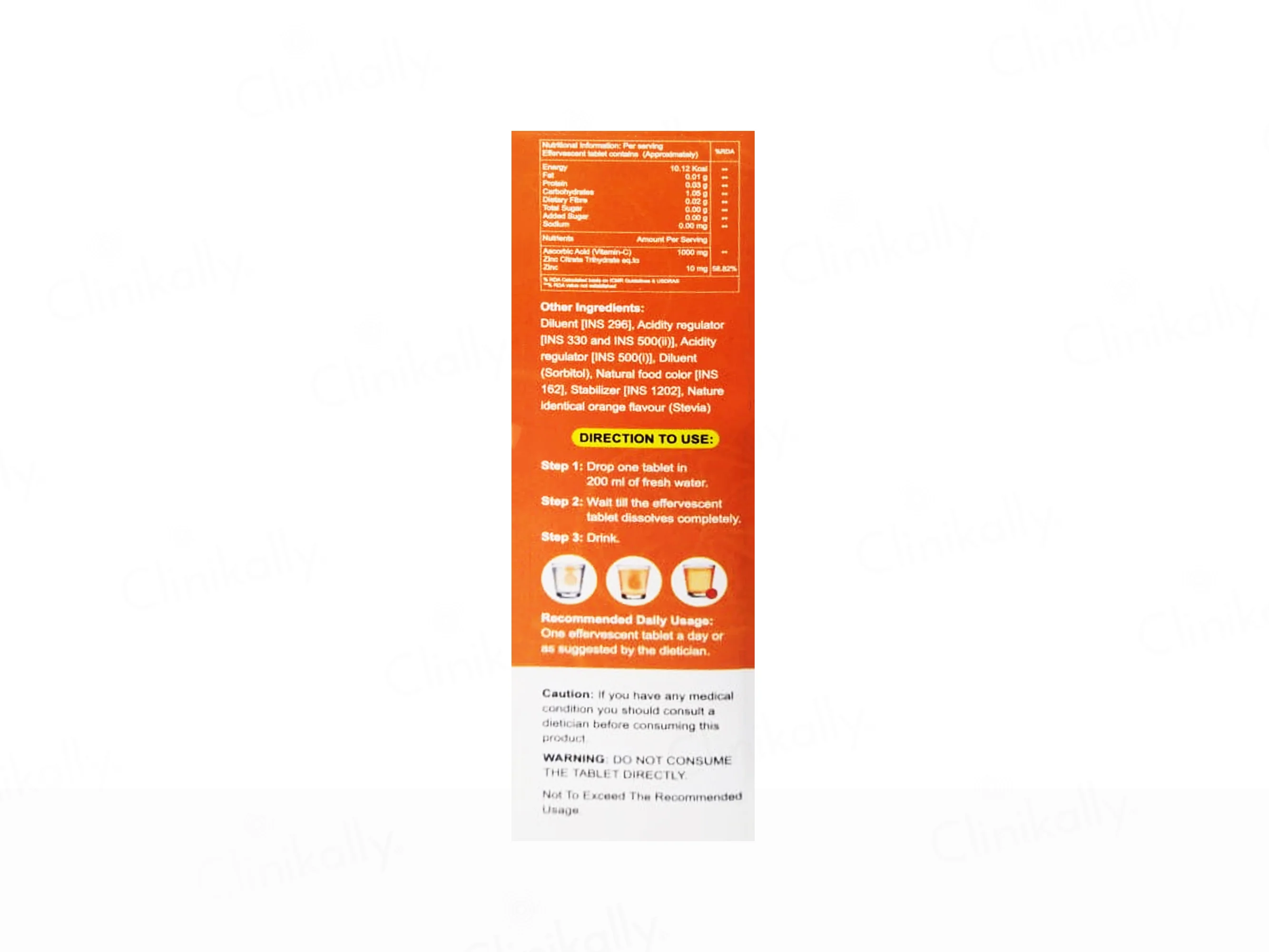 Effc-Z Vitamin C & Zinc Effervescent Tablet - Orange Flavour - Image 2