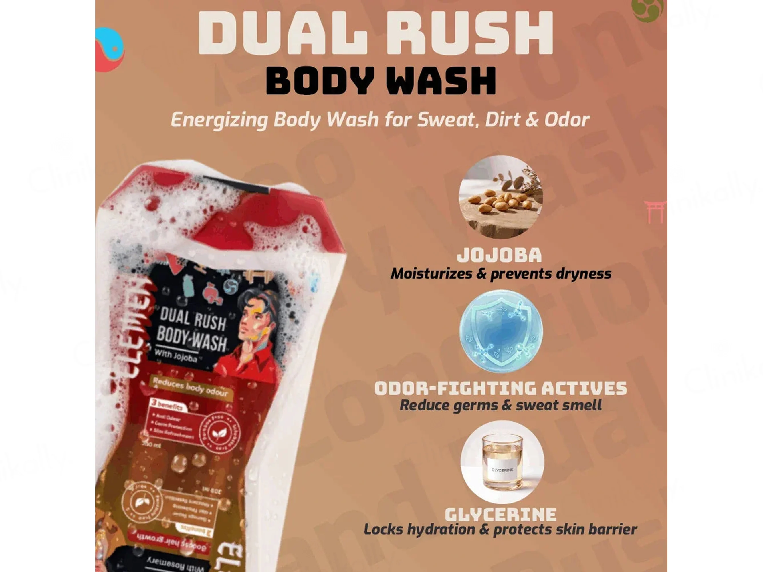 Elemen Dual Rush Body Wash (300 ml) & Shampoo + Conditioner (200 ml) - Image 4