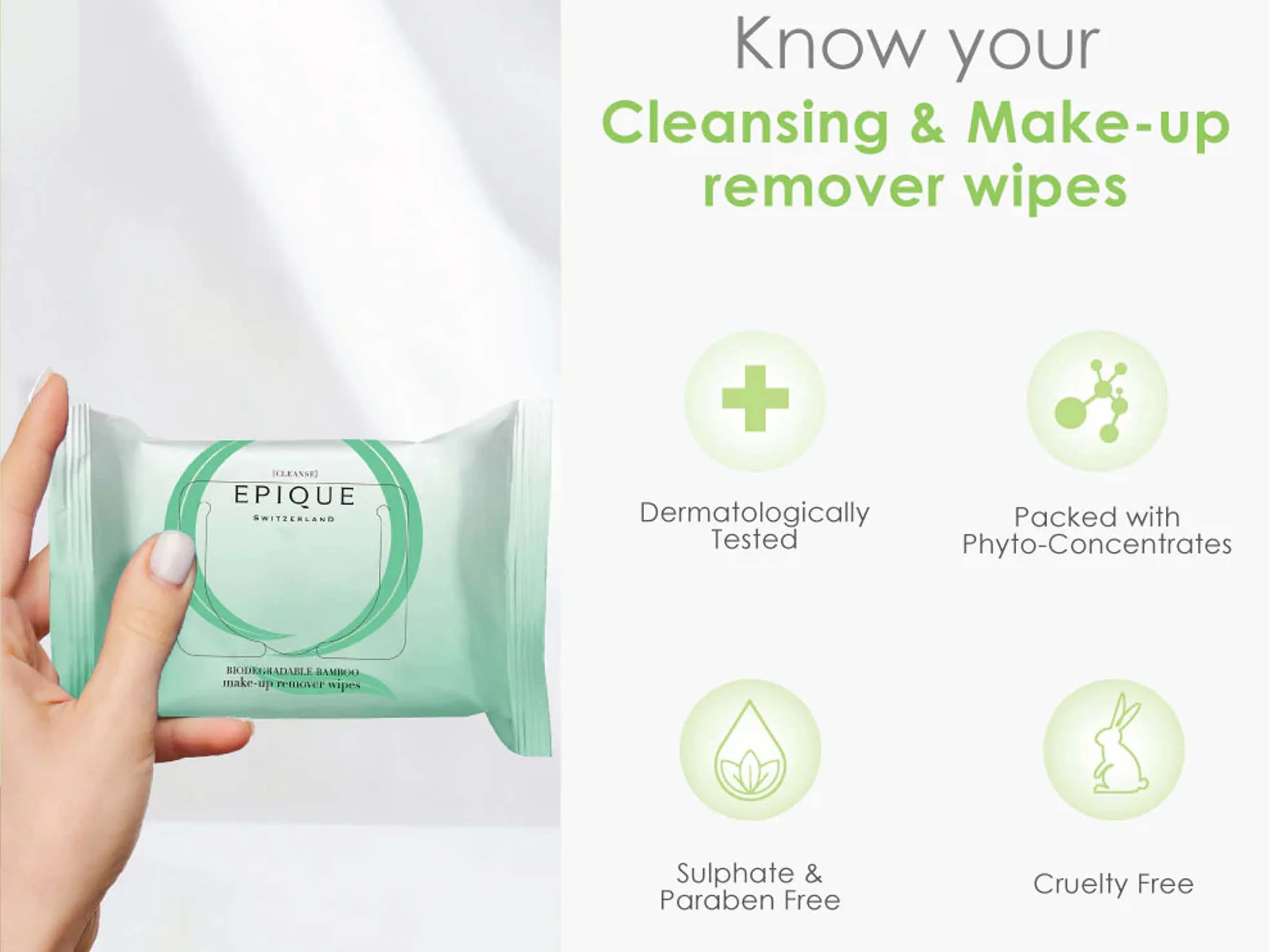 Epique Biodegradable Bamboo Make-up Remover Wipes - Image 4