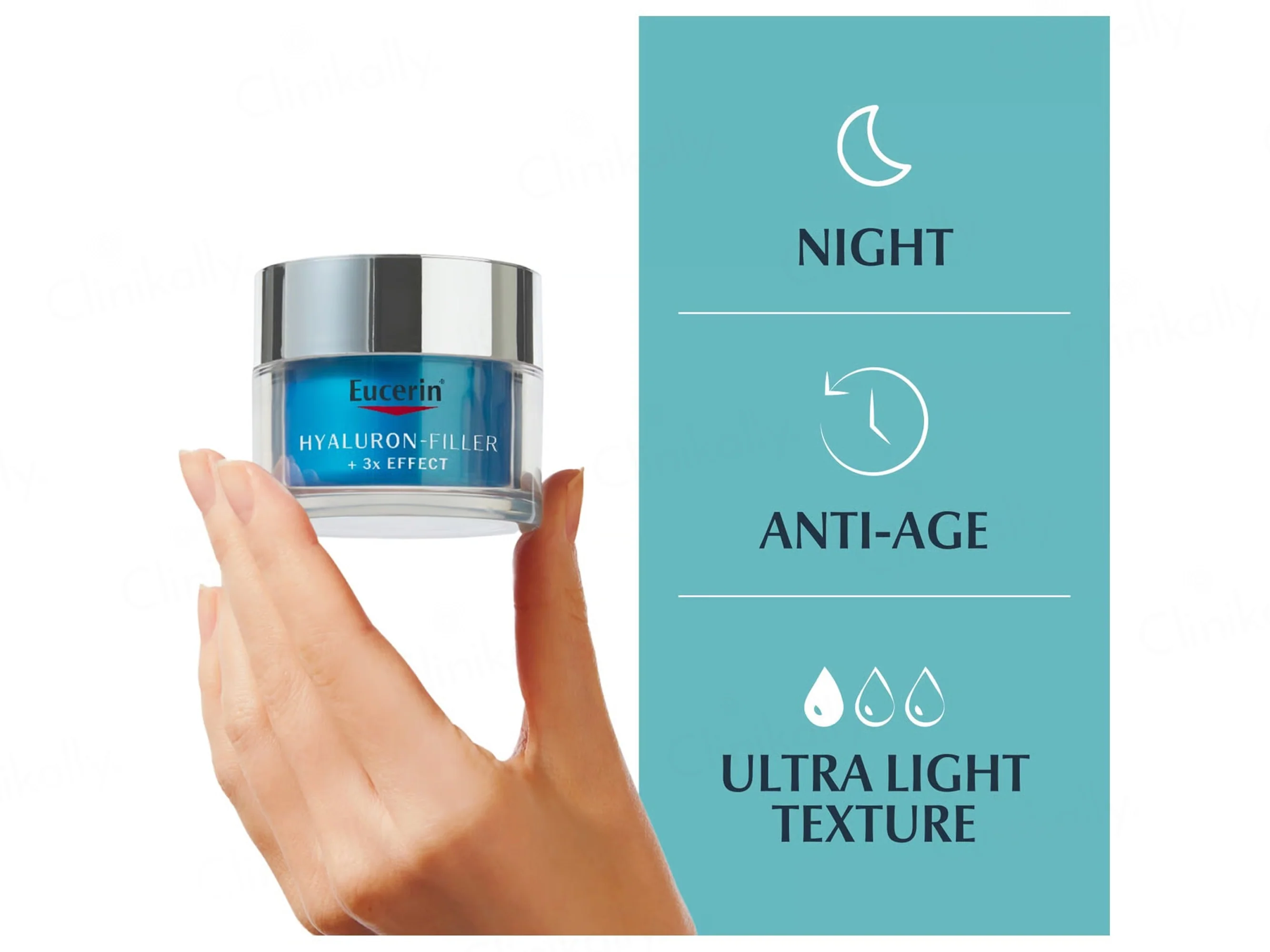 Eucerin Anti-Age Hyaluron-Filler +3X Effect Ultra Light Night Cream - Image 2