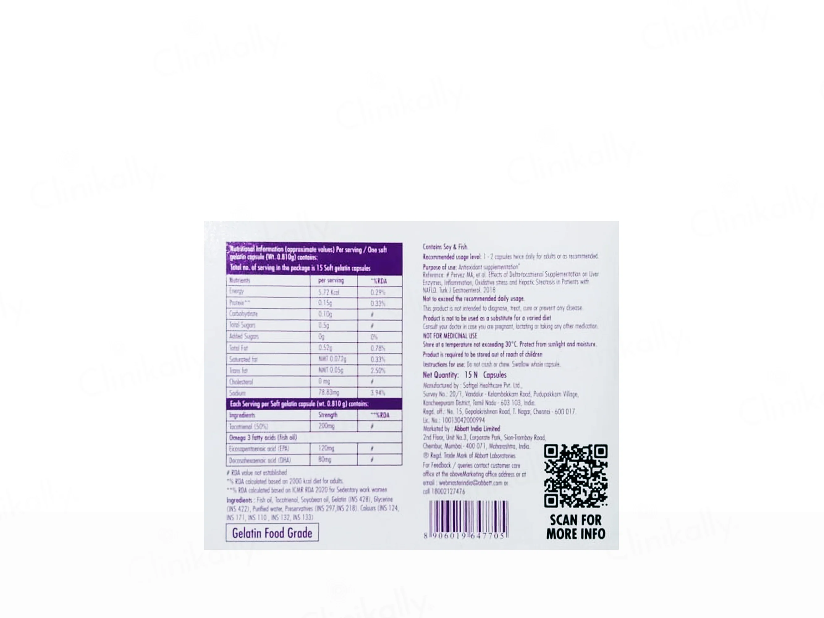 Evitol Tocotrienol Nutraceutical Capsule - Image 2