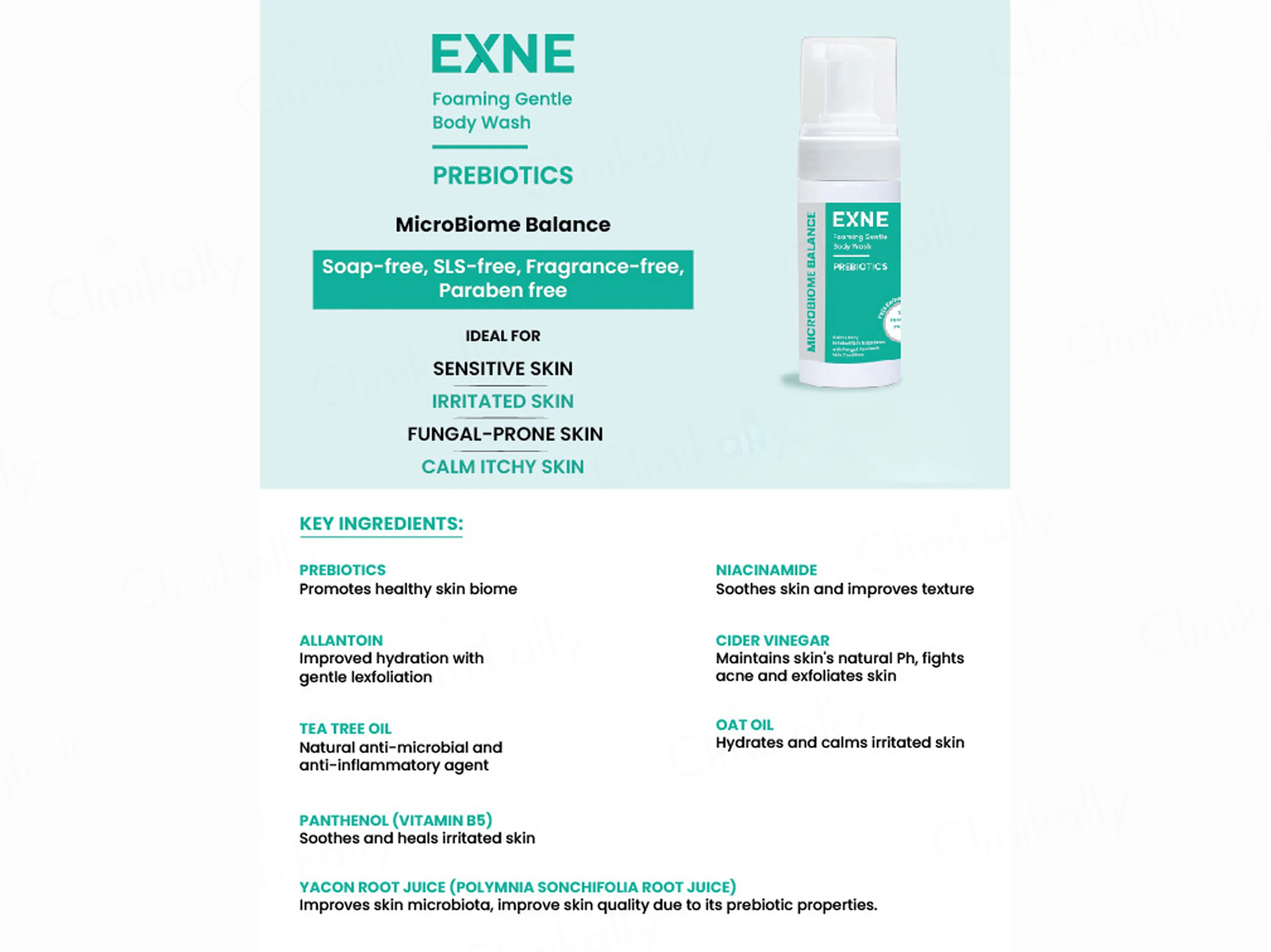Exne Prebiotics Soothing & Hydrating Foaming Gentle Body Wash - Image 6