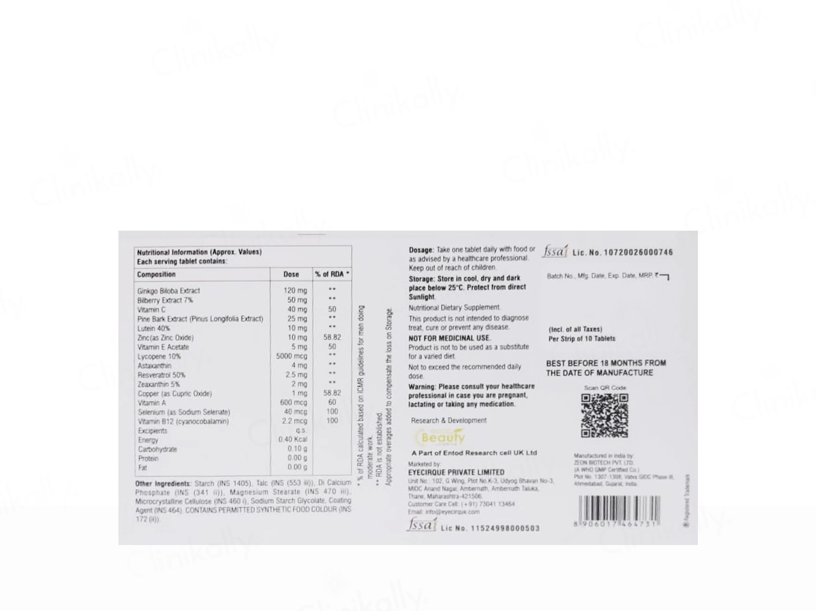 Eyecirque Essential Eye Supplement Tablet - Image 2