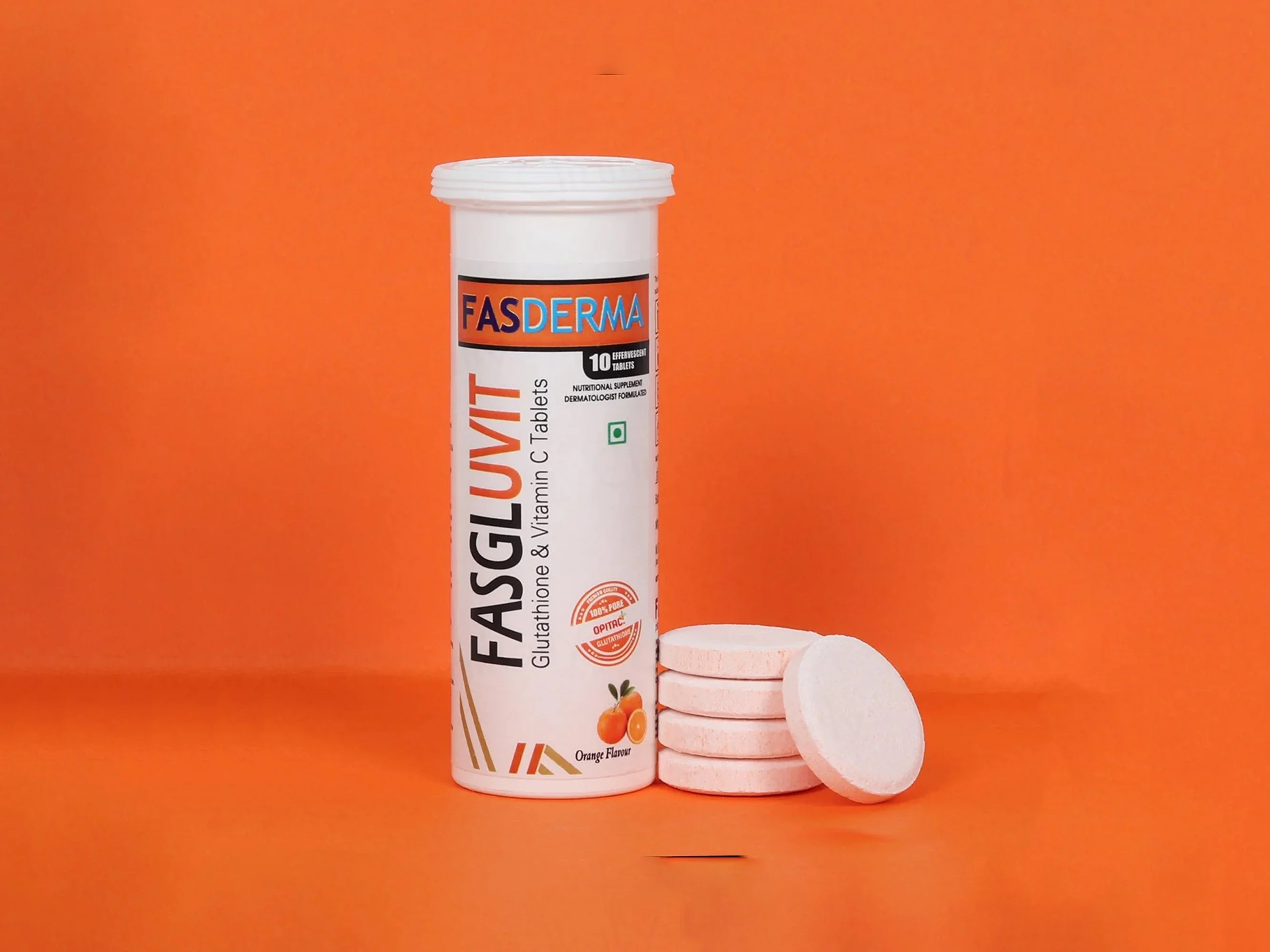 Fasderma Fasgluvit Glutathione & Vitamin C Effervescent Tablet - Orange Flavour - Image 4