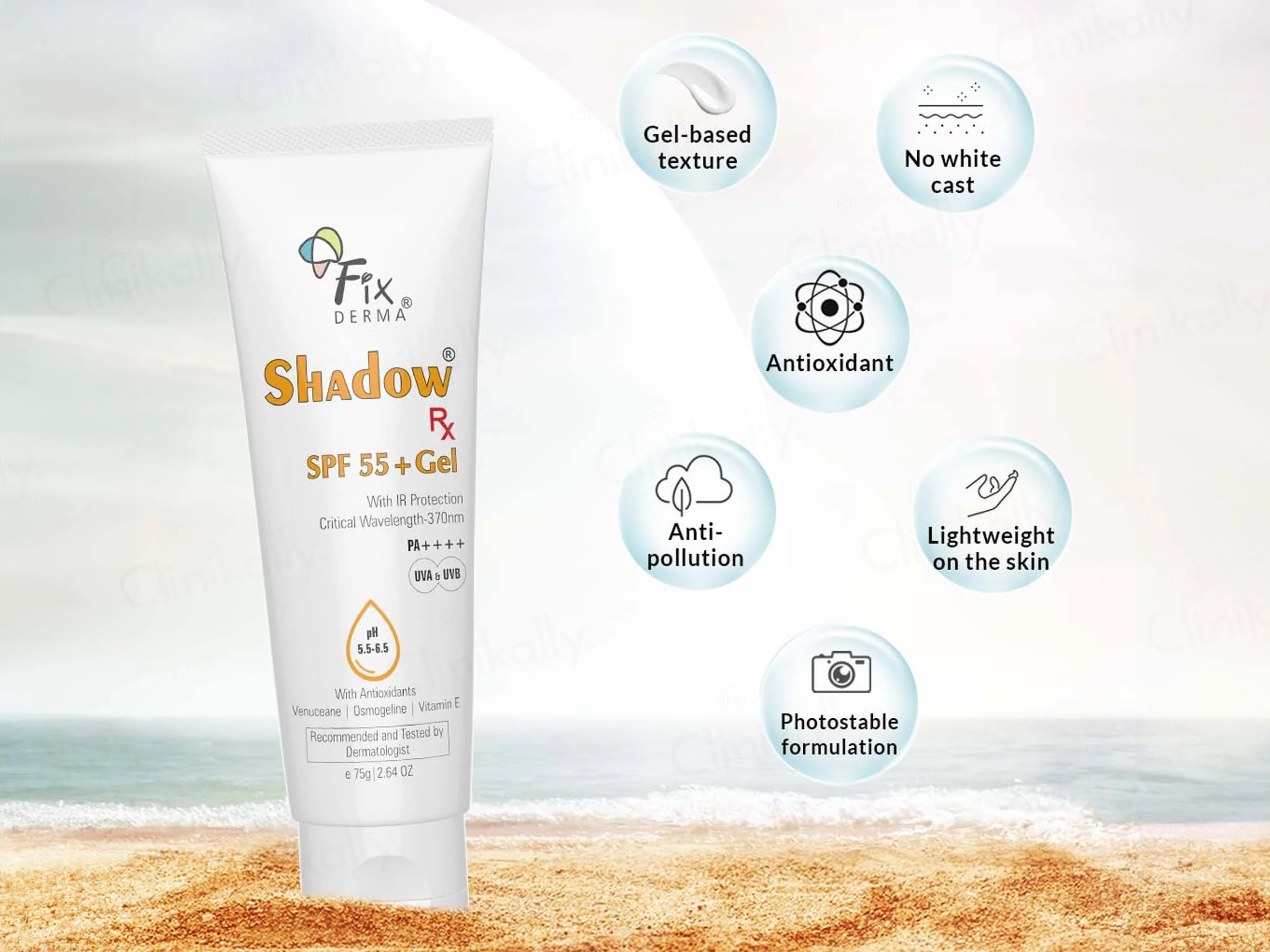 Fixderma Shadow Rx Sunscreen Gel SPF 55+ PA++++ - Image 3