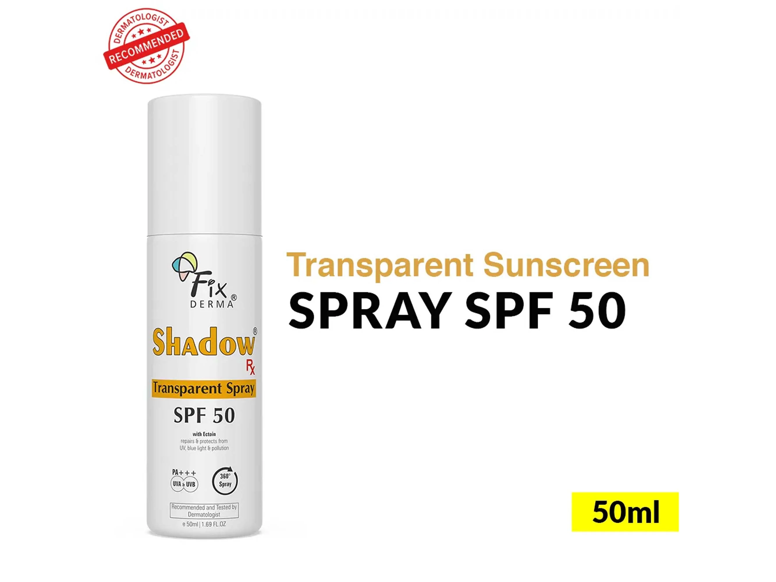 Fixderma Shadow Rx Transparent Spray Sunscreen SPF 50 PA+++ - Image 2