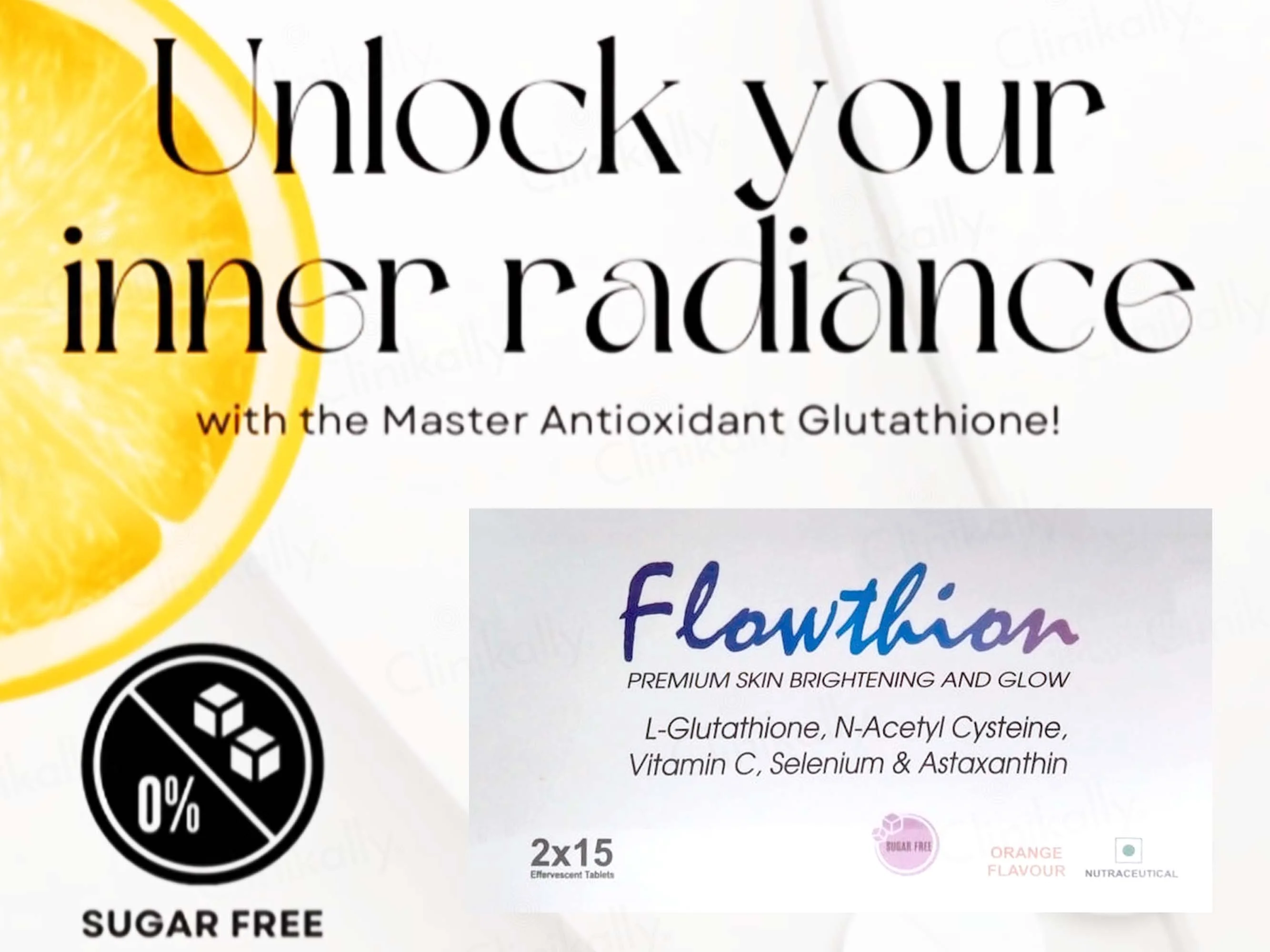 Flowthion Premium Skin Brightening And Glow Effervescent Tablet - Orange Flavour - Image 2