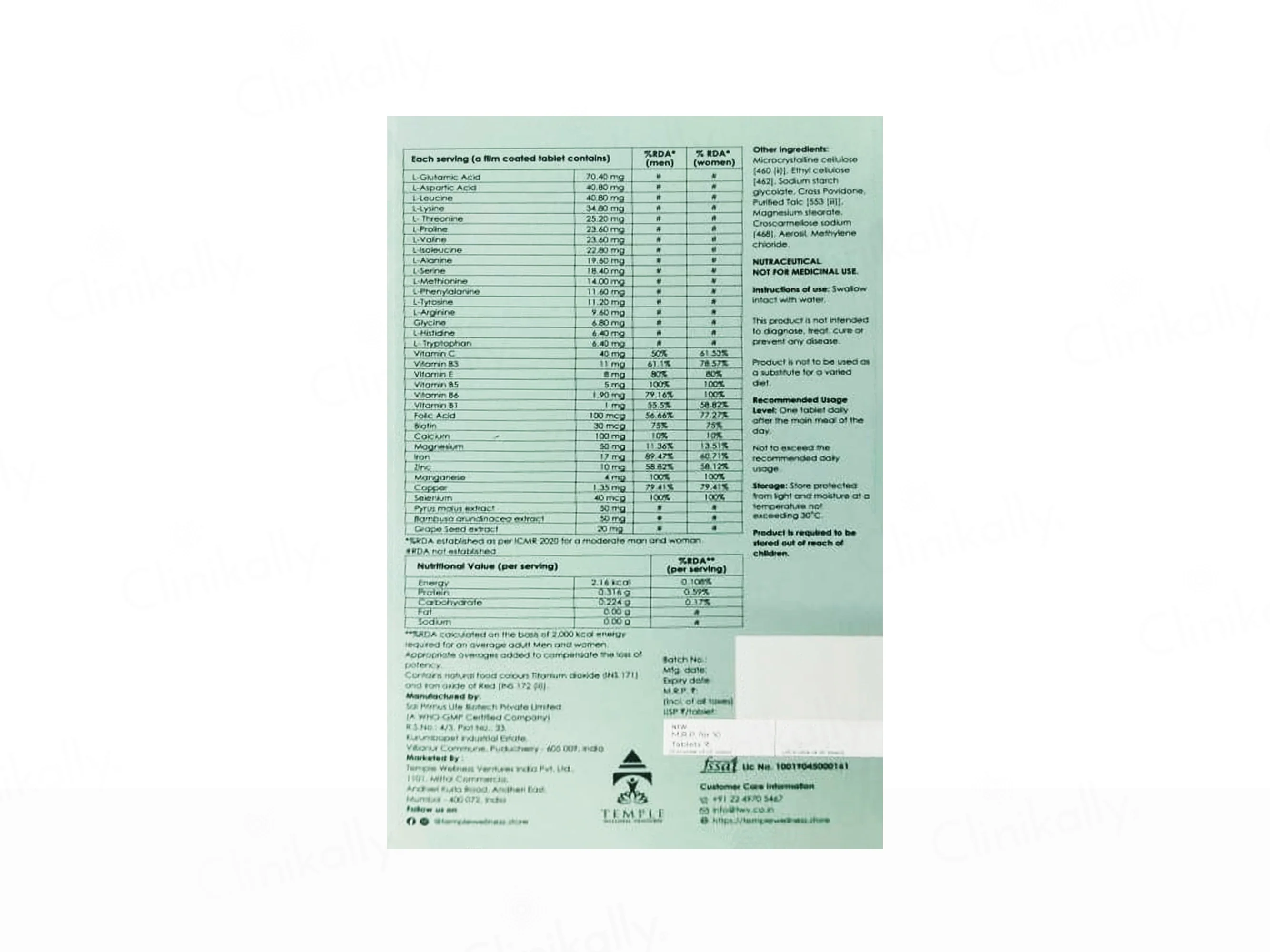 Folligen-H Hair Growth Nutraceutical Tablet - Image 2