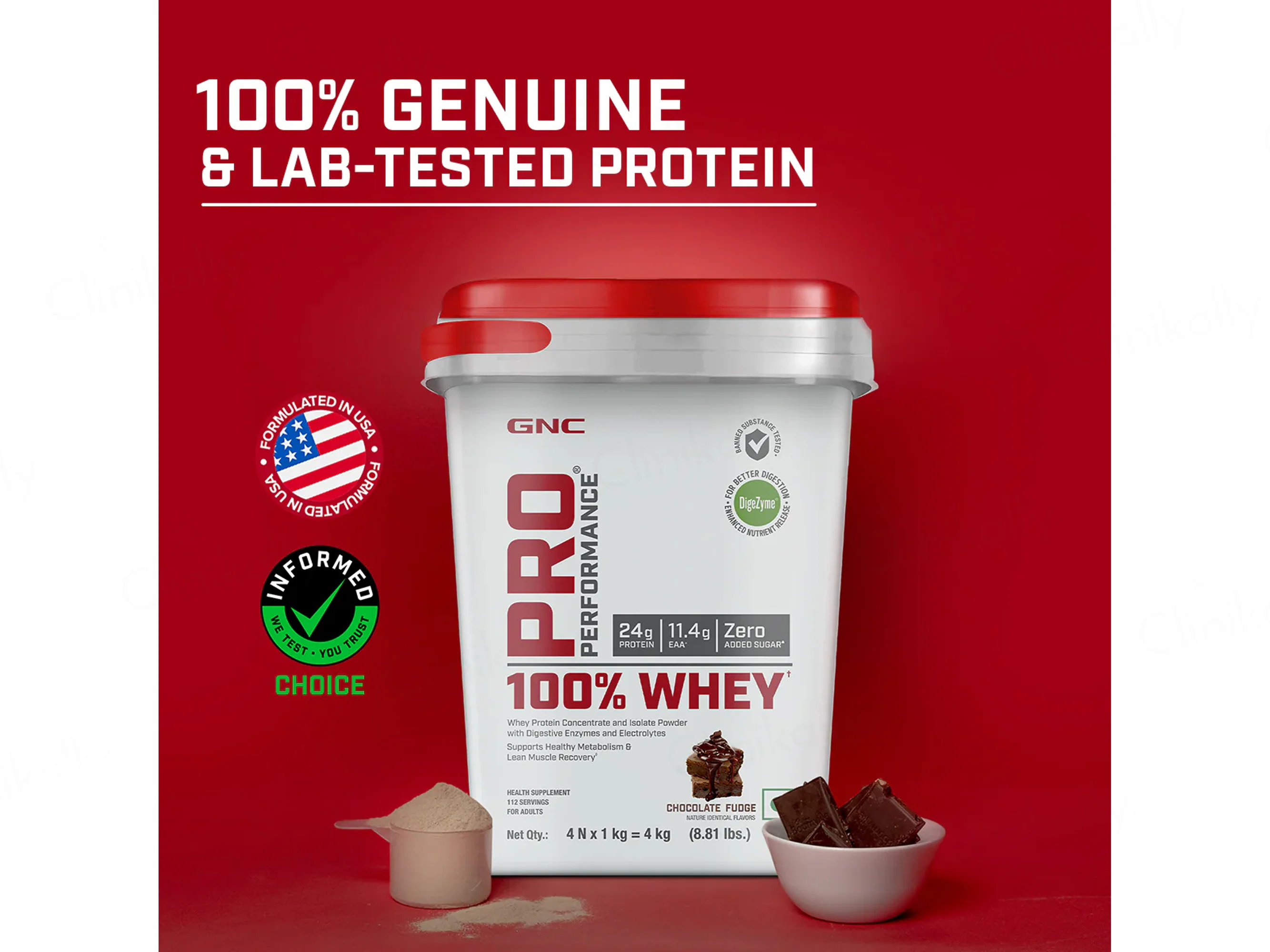 GNC Pro Performance 100% Whey Protein Powder - Chocolate Fudge Flavour - Image 4