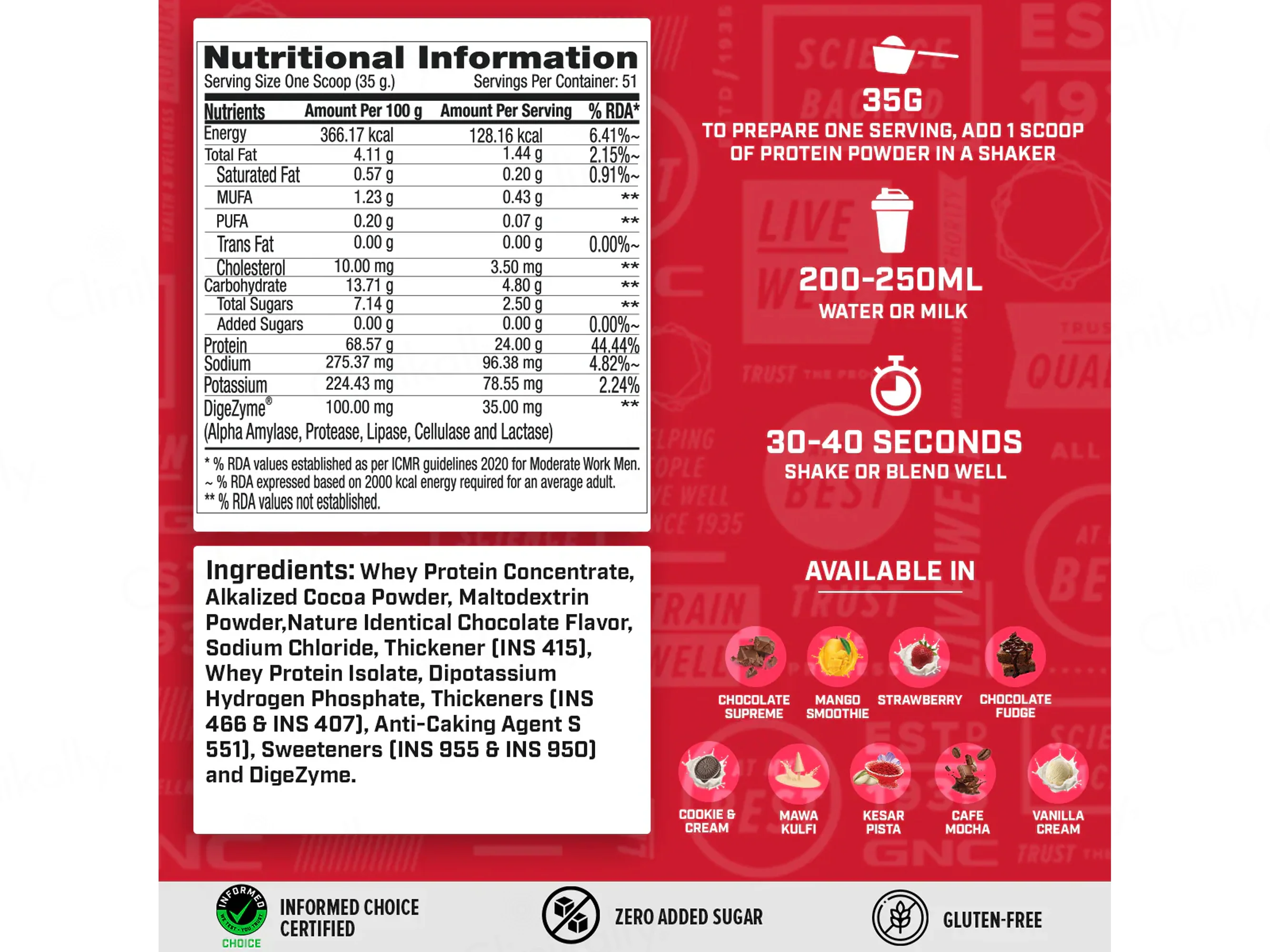 GNC Pro Performance 100% Whey Protein Powder - Chocolate Supreme Flavour - Image 2
