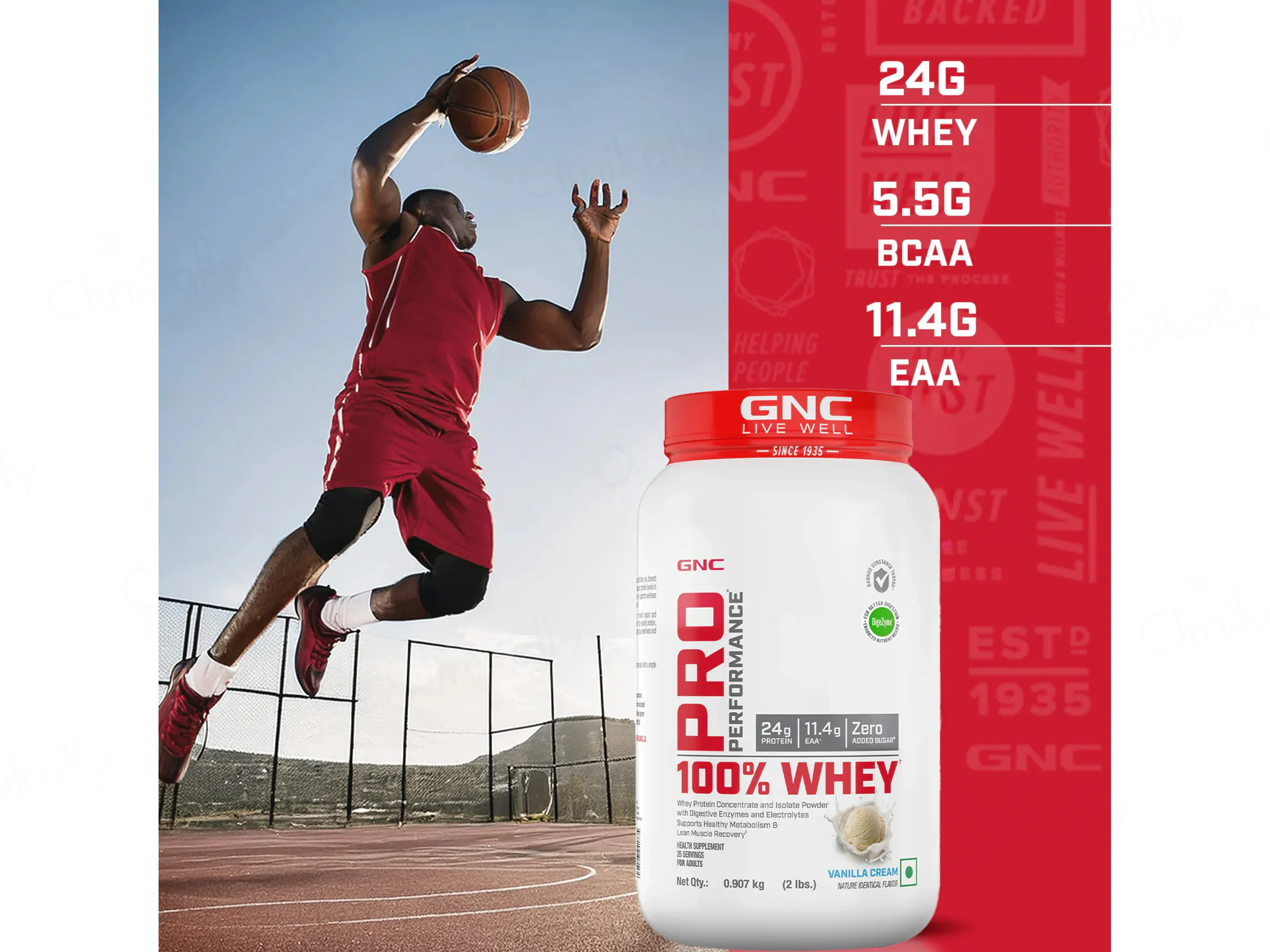 GNC Pro Performance 100% Whey Protein Powder - Vanilla Cream Flavour - Image 3
