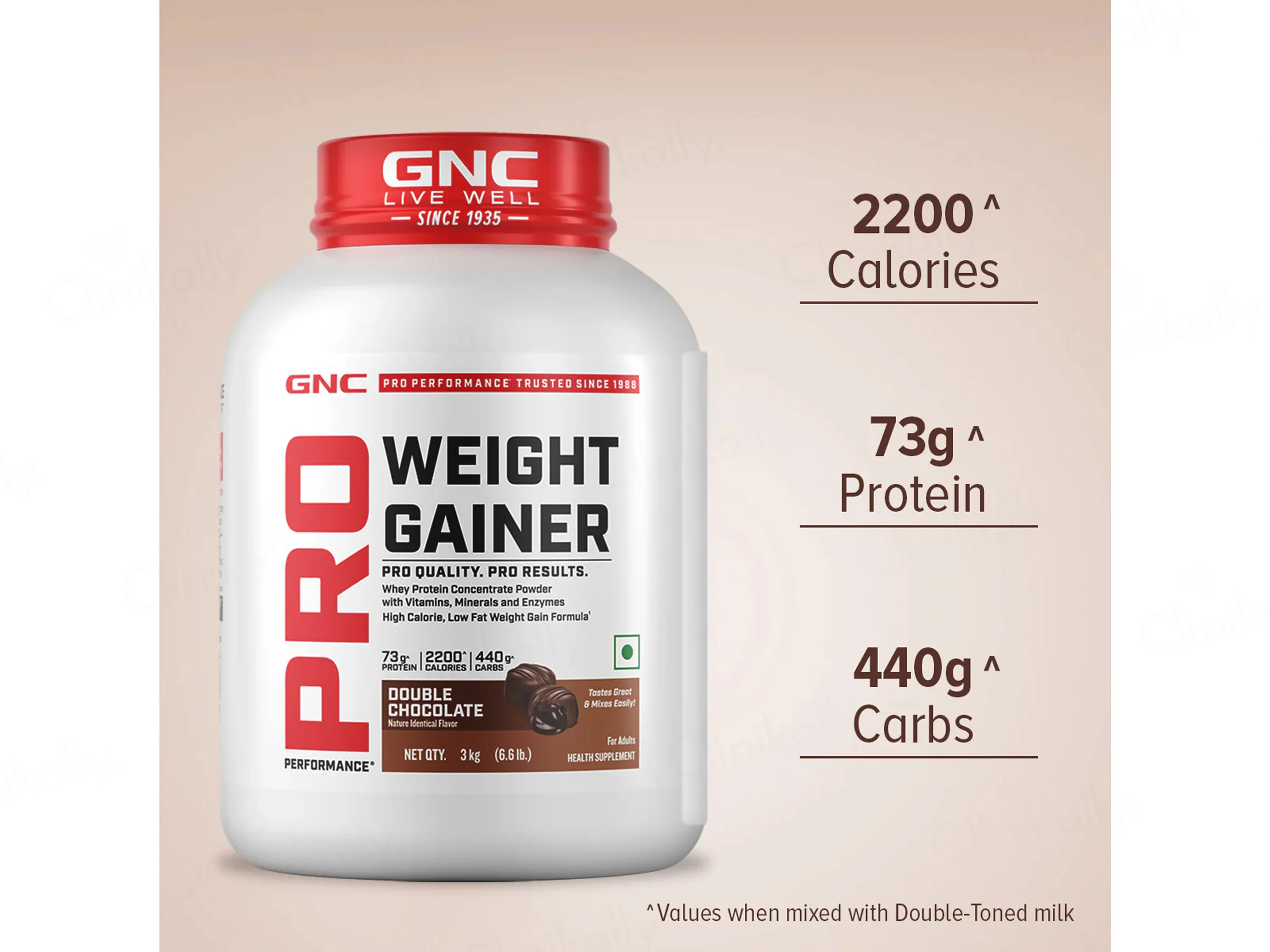 GNC Pro Performance Weight Gainer Supplement Powder - Double Chocolate Flavour - Image 2