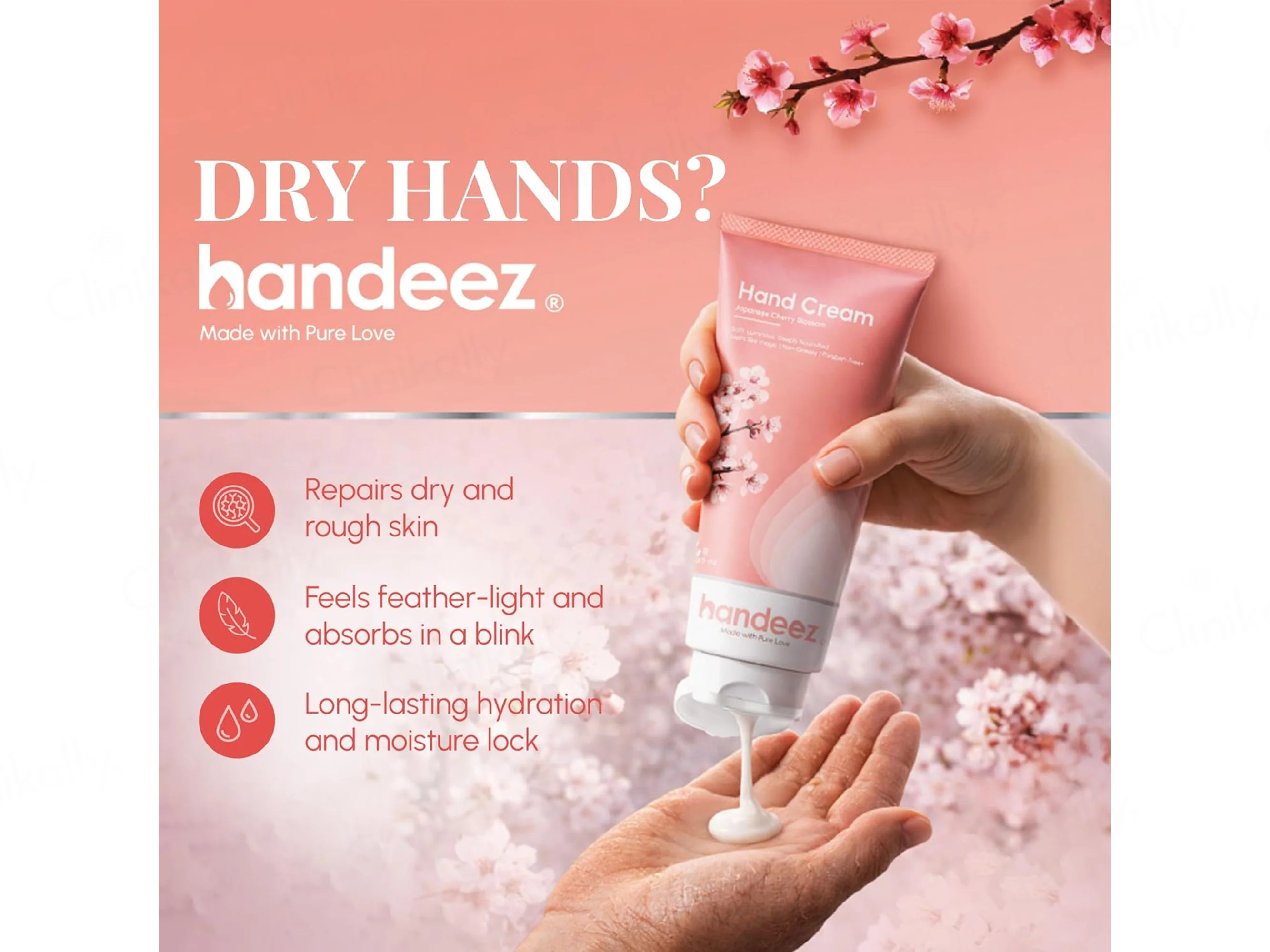 Handeez Japanese Cherry Blossom Hand Moisturiser Cream - Image 3