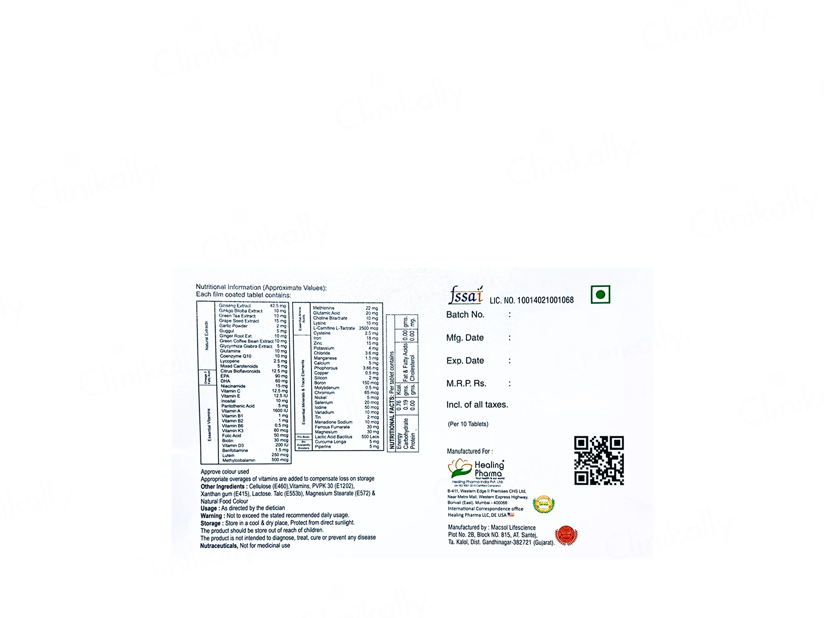 Healvital 10G Nutraceutical Tablet - Image 2