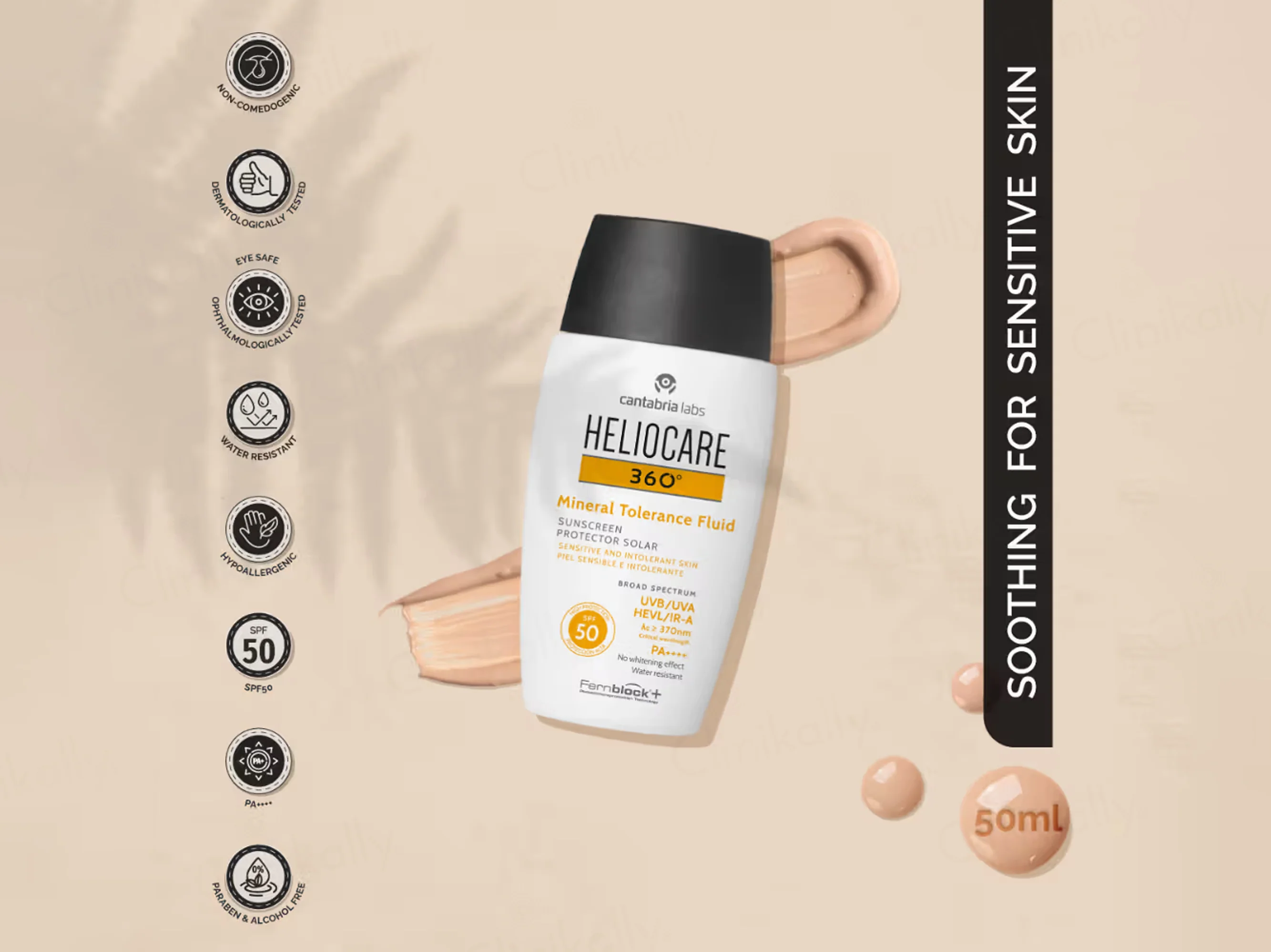 Heliocare 360 Mineral Tolerance Fluid Protector Solar Sunscreen SPF 50 PA++++ - Image 3