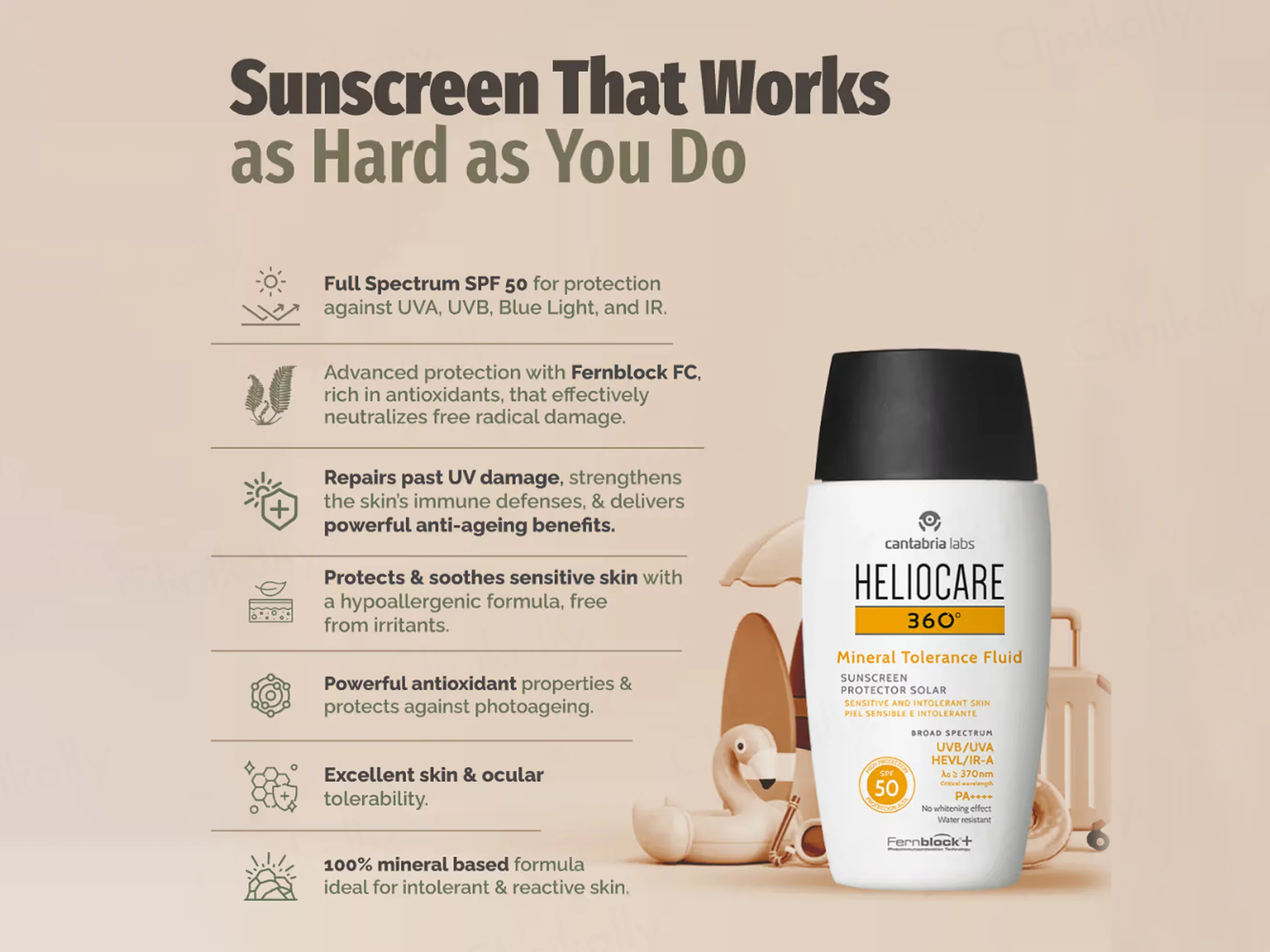 Heliocare 360 Mineral Tolerance Fluid Protector Solar Sunscreen SPF 50 PA++++ - Image 4
