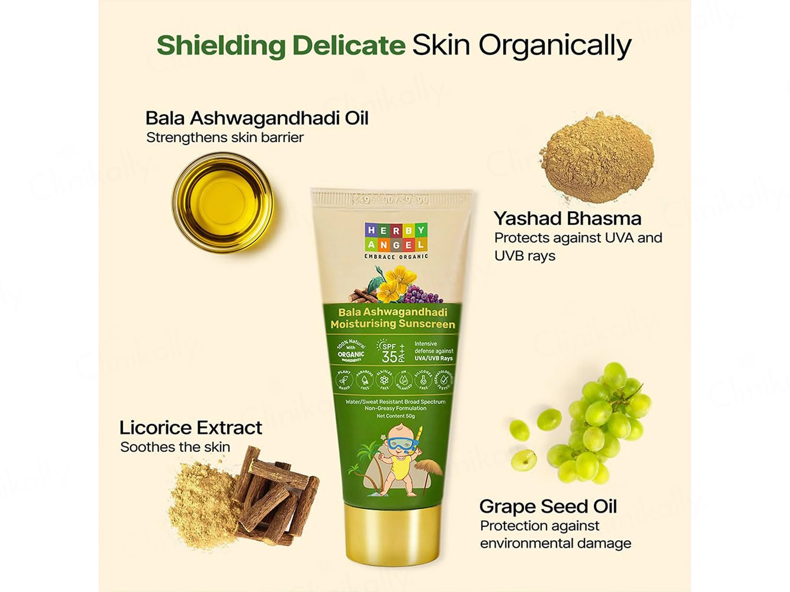 Herby Angel Bala Ashwagandhadi Moisturising Sunscreen SPF 35 PA++ For Babies - Image 4