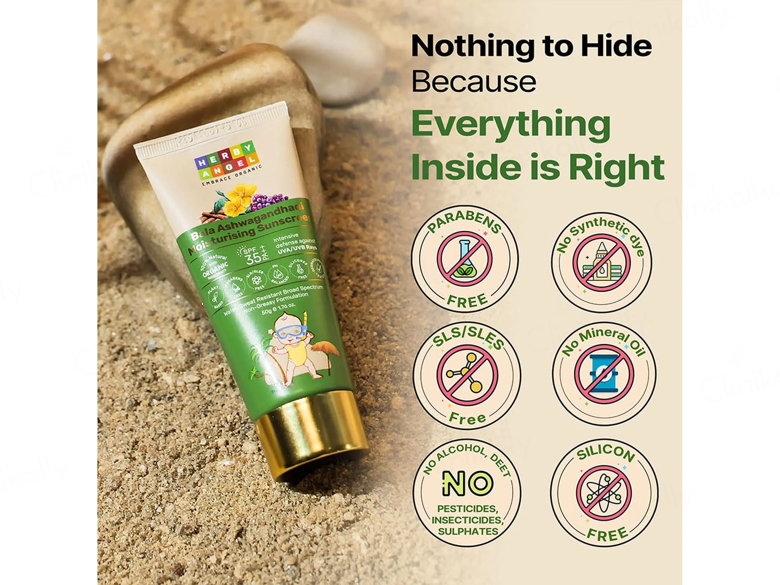 Herby Angel Bala Ashwagandhadi Moisturising Sunscreen SPF 35 PA++ For Babies - Image 7