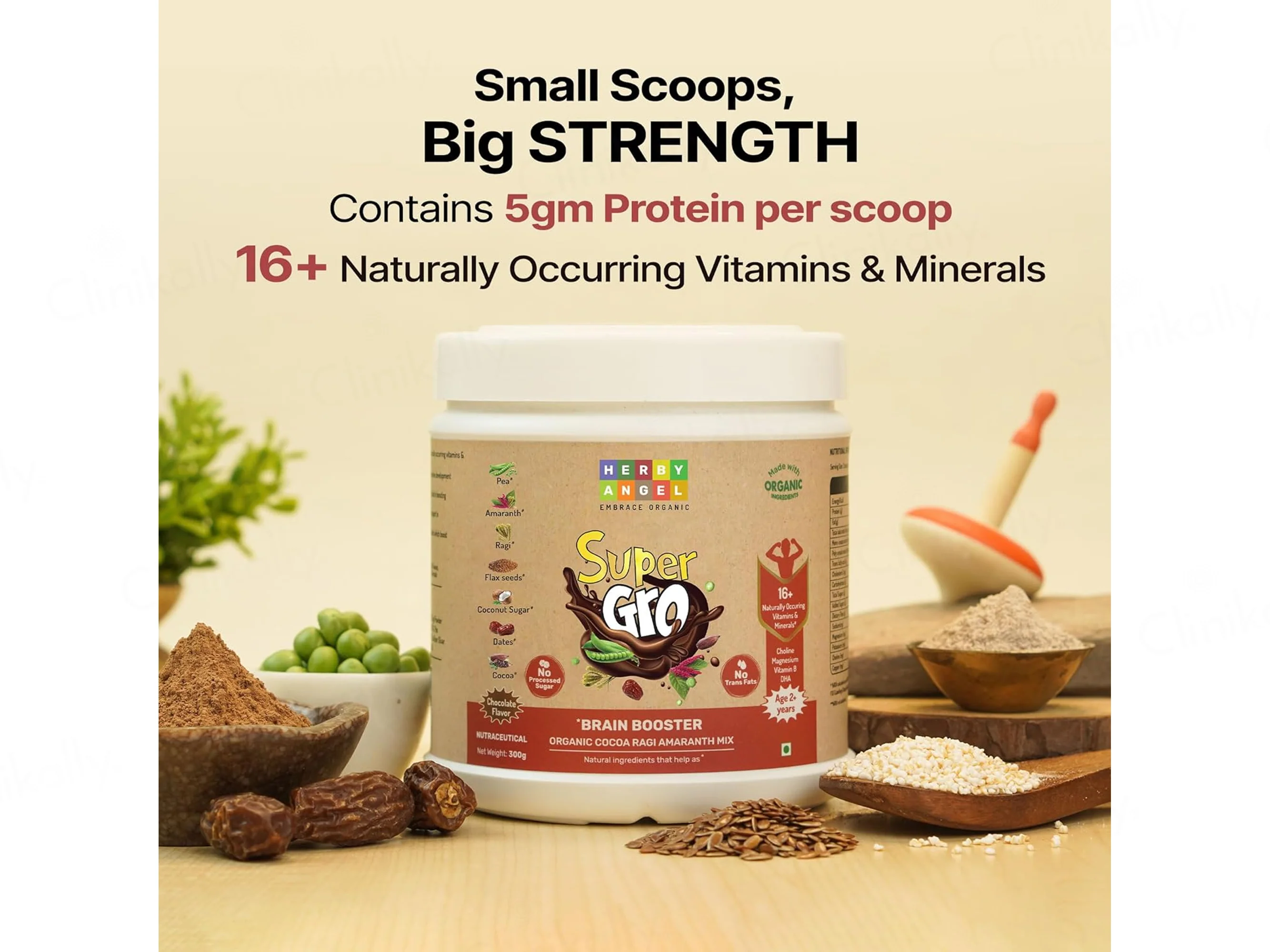Herby Angel Super Gro Brain Booster Supplement For Kids 2+ Years - Chocolate Flavour - Image 2