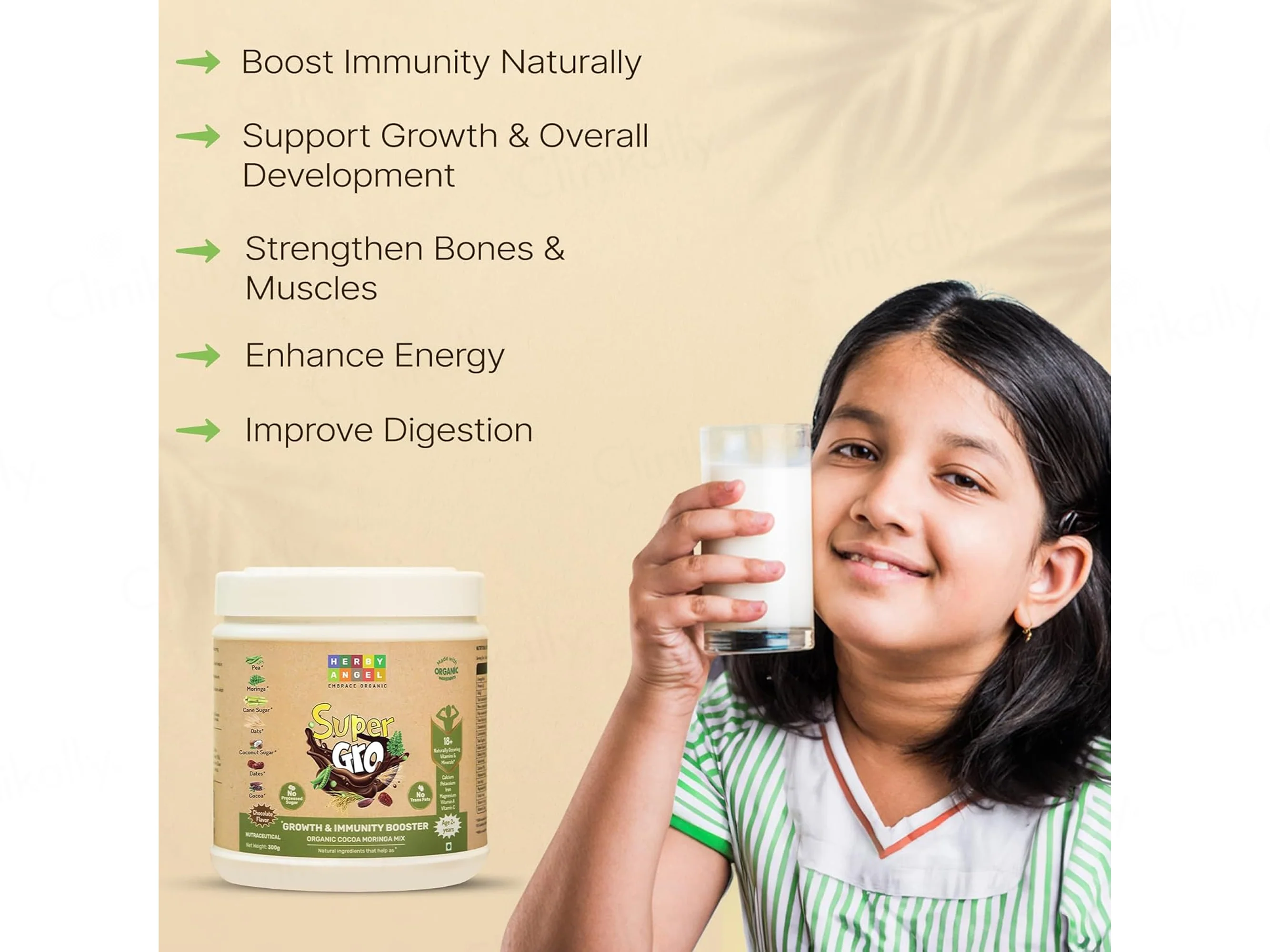 Herby Angel Super Gro Growth & Immunity Booster Supplement For Kids 2+ Years - Chocolate Flavour - Image 4