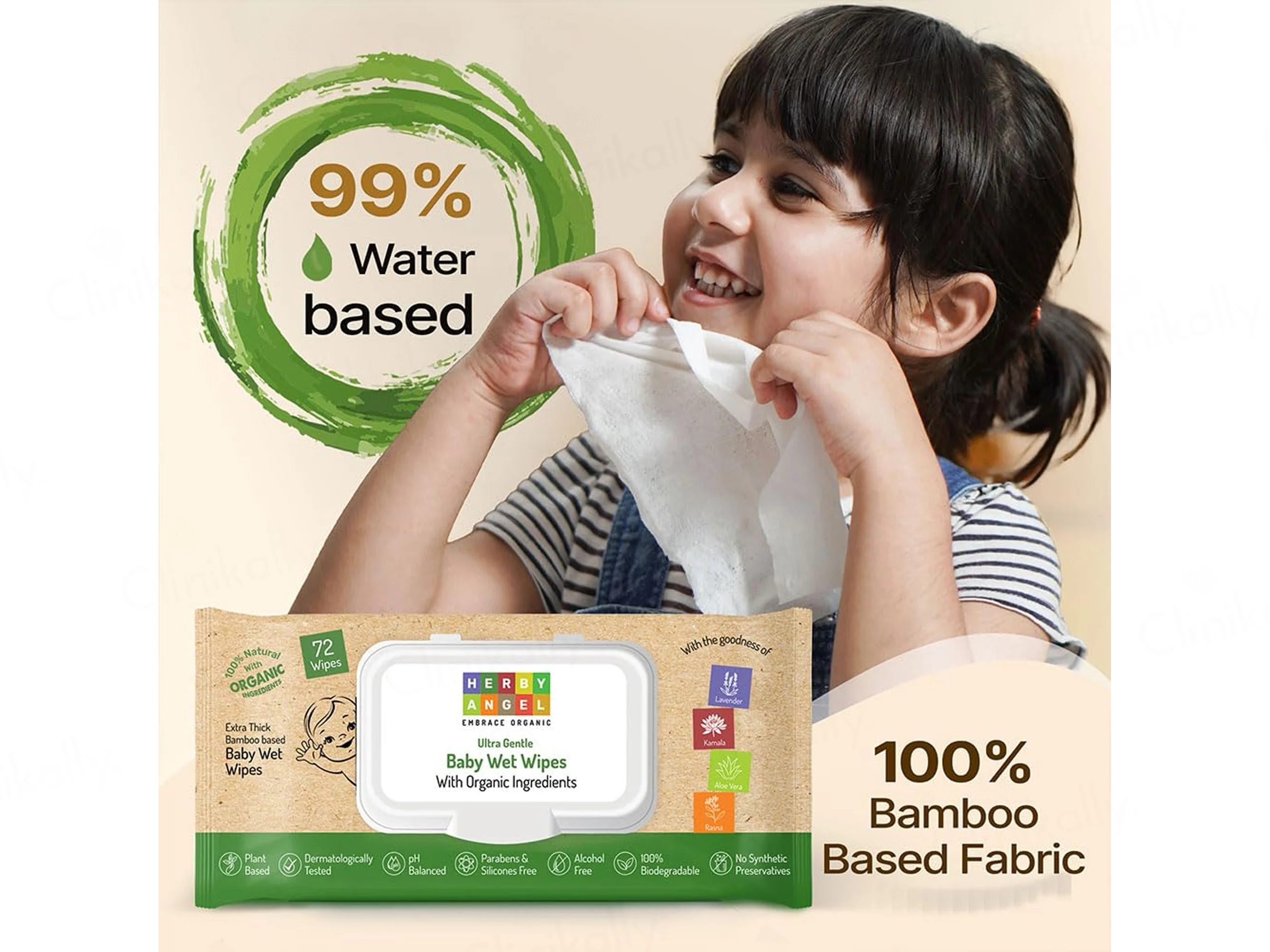 Herby Angel Ultra-Gentle Wet Wipes For Babies - Image 3