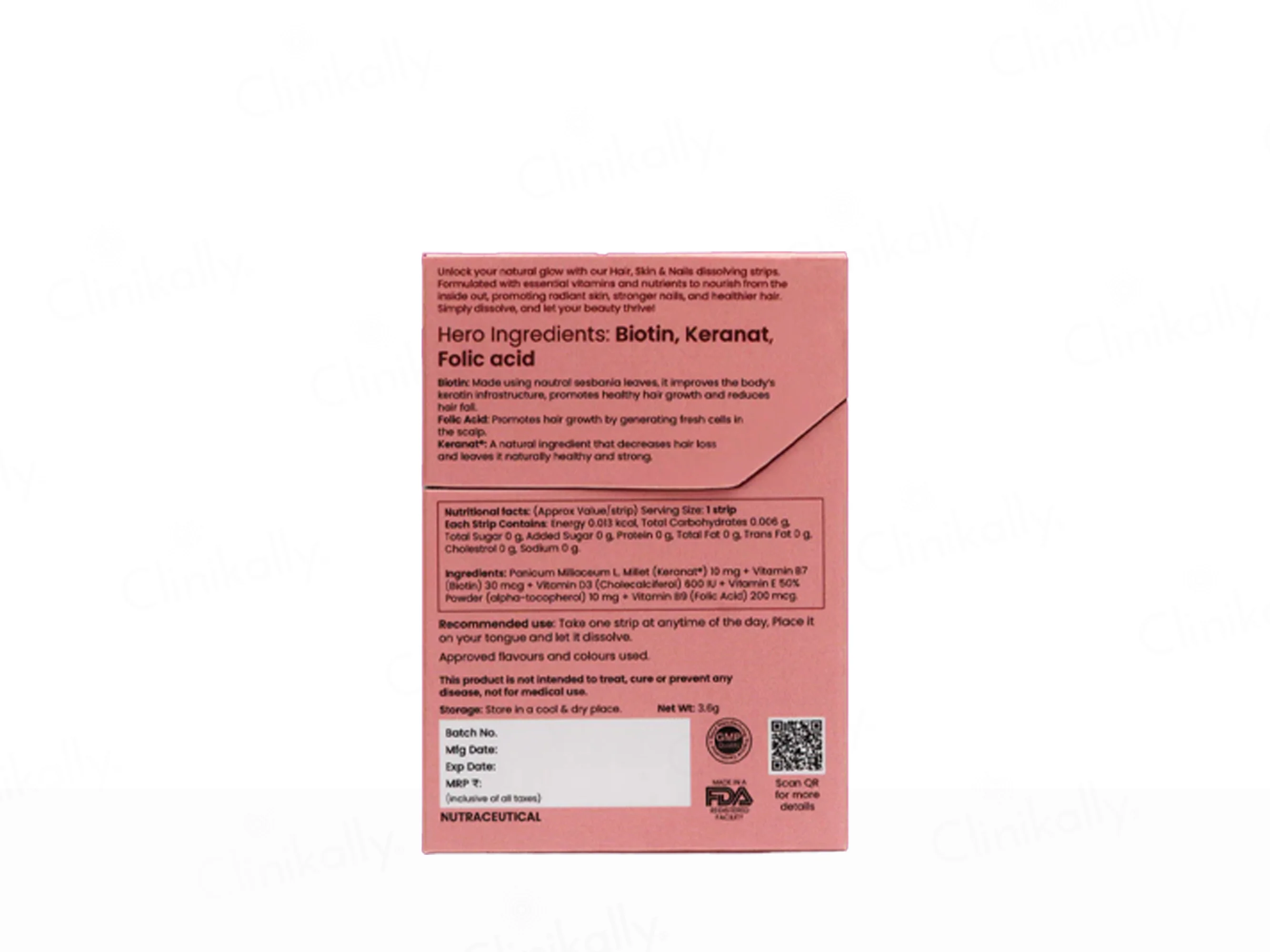 HII Health Inside It Hair, Skin & Nails Oral Strip - Strawberry Flavour - Image 9