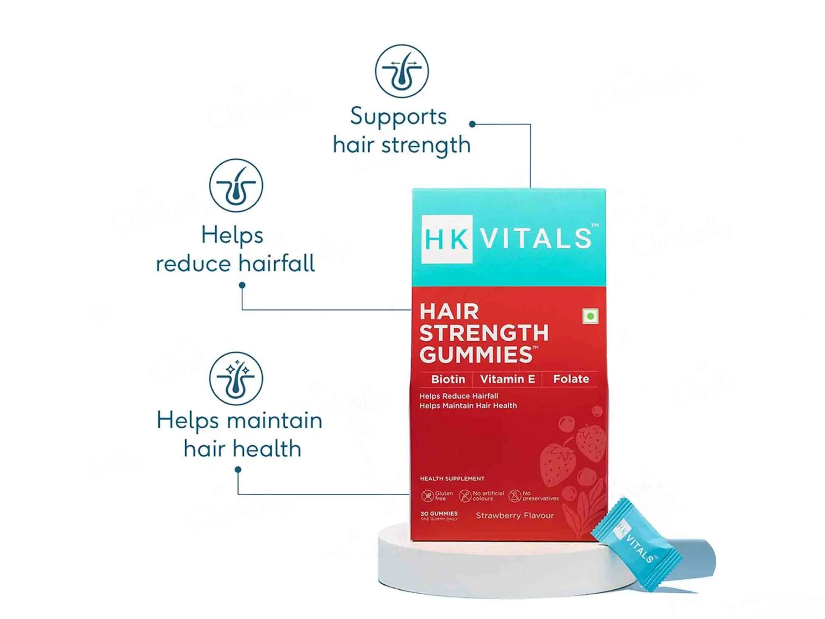 HK Vitals Biotin Gummies Strawberry - Image 3