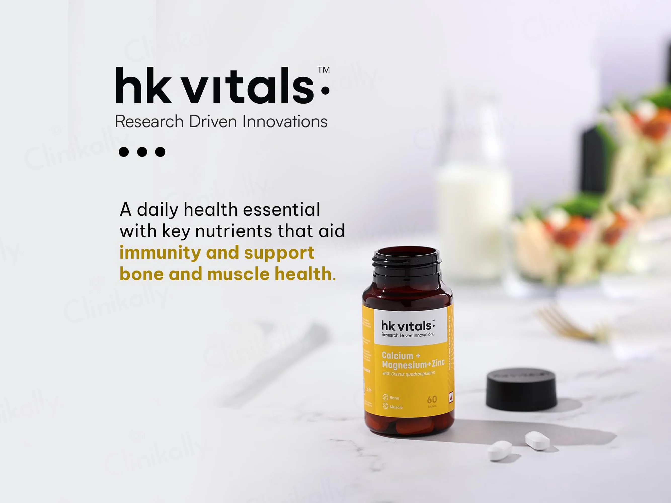 HK Vitals Calcium + Magnesium + Zinc Health Supplement Tablet For Adults - Image 3