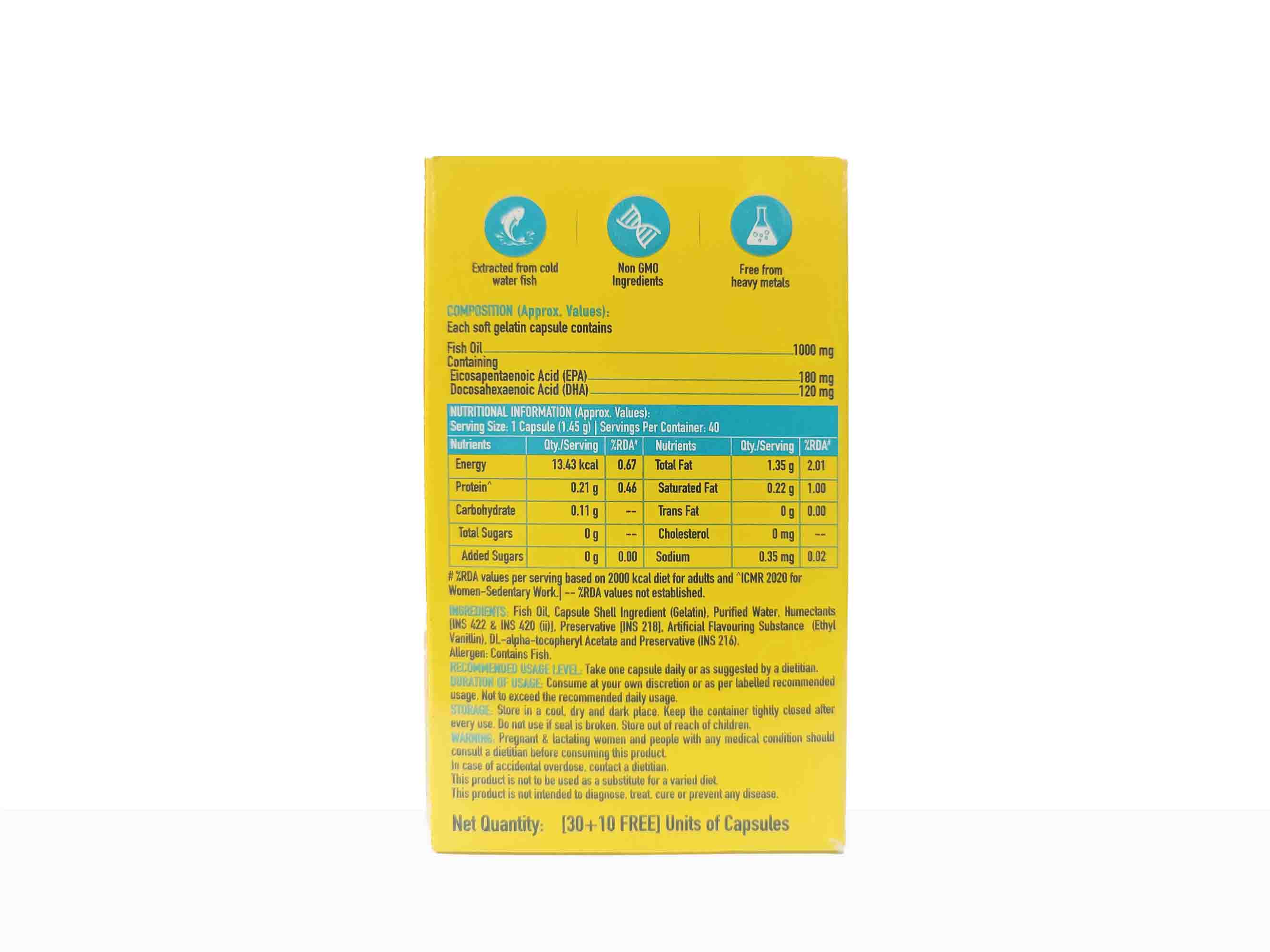 HK Vitals Fish Oil 1000mg with 180mg EPA and 120mg DHA Capsule - Image 2