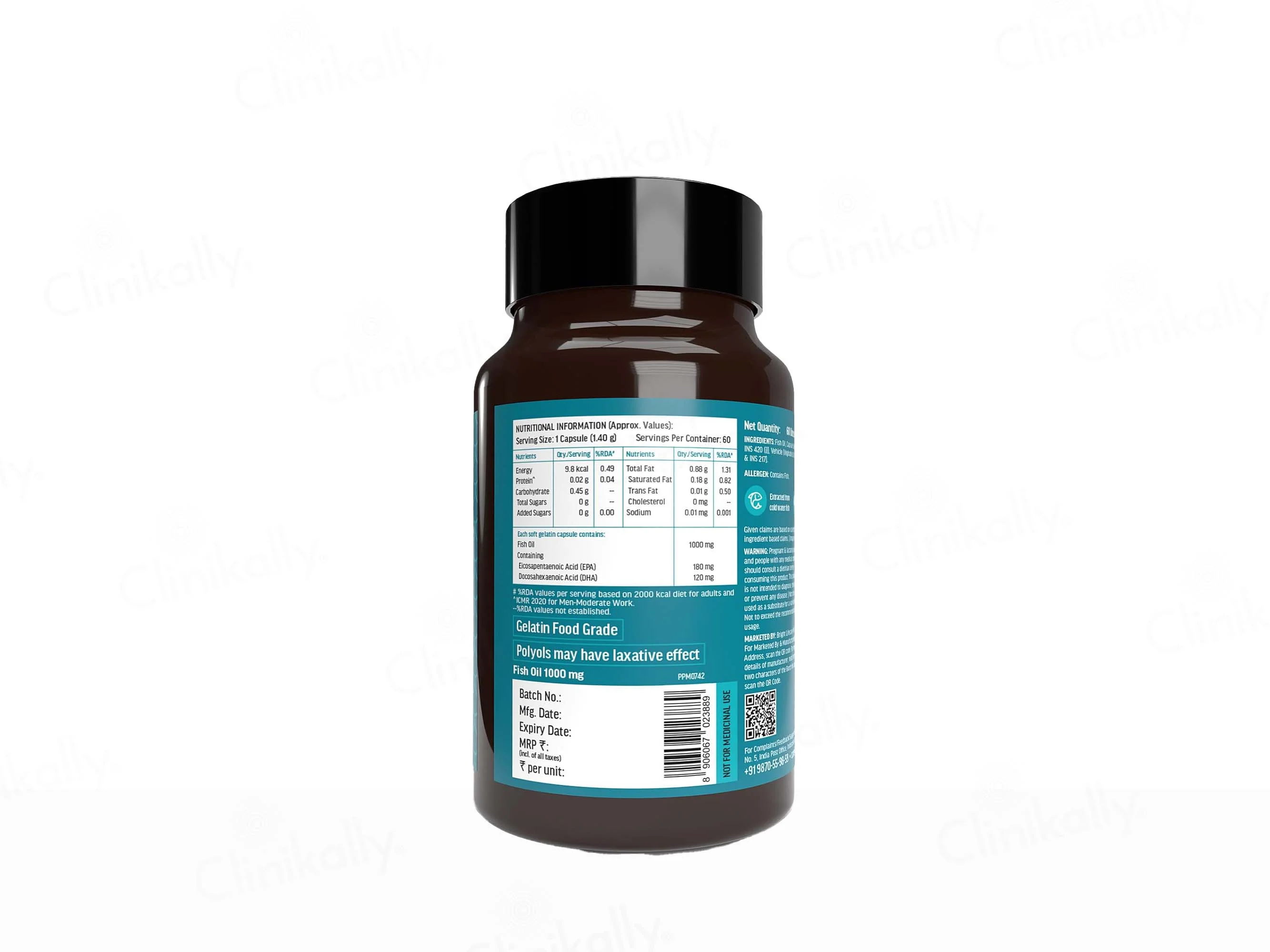 HK Vitals Fish Oil 1000mg with 180mg EPA and 120mg DHA Capsule - Image 9