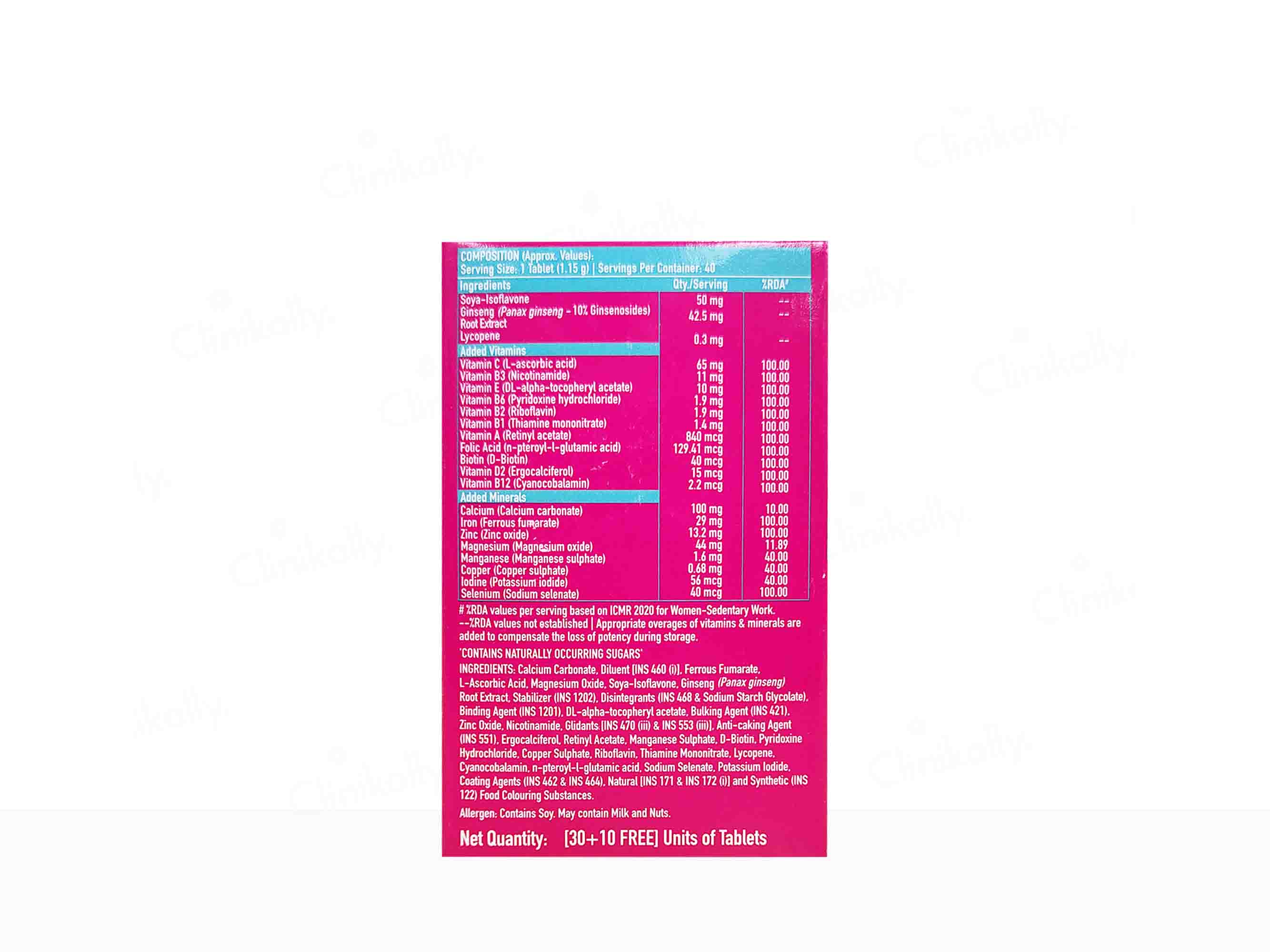 HK Vitals Multivitamin With Soya-Isoflavones, Lycopene & Ginseng Extract Tablet For Women - Image 9