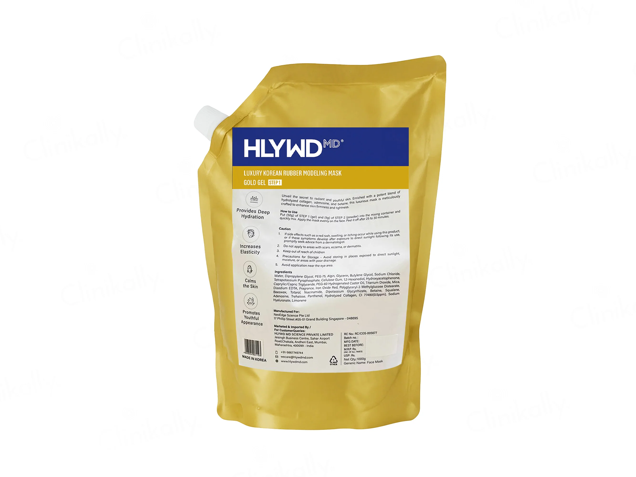 HLYWD MD Luxury Korean Rubber Modeling Mask Gold Gel (Step 1) + Powder (Step 2) Combo Kit - Image 4
