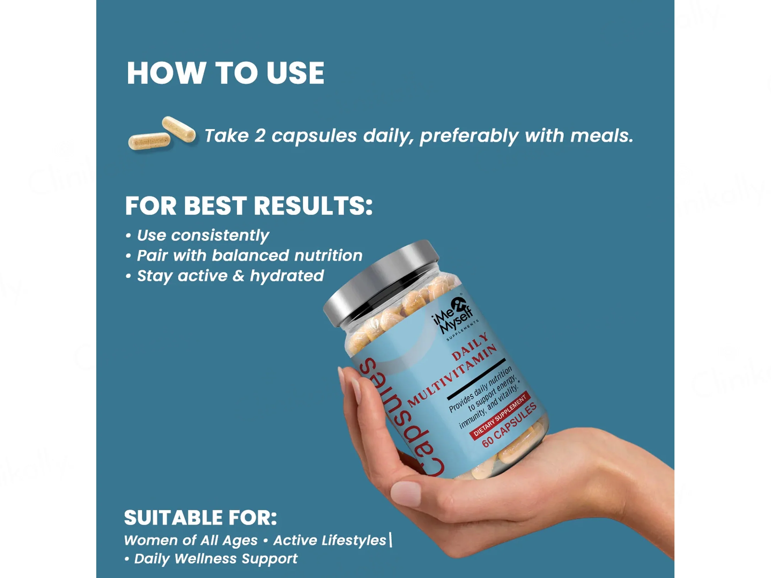 iMeMyself Daily Multivitamin Dietary Supplement Vegetarian Capsule - Image 4