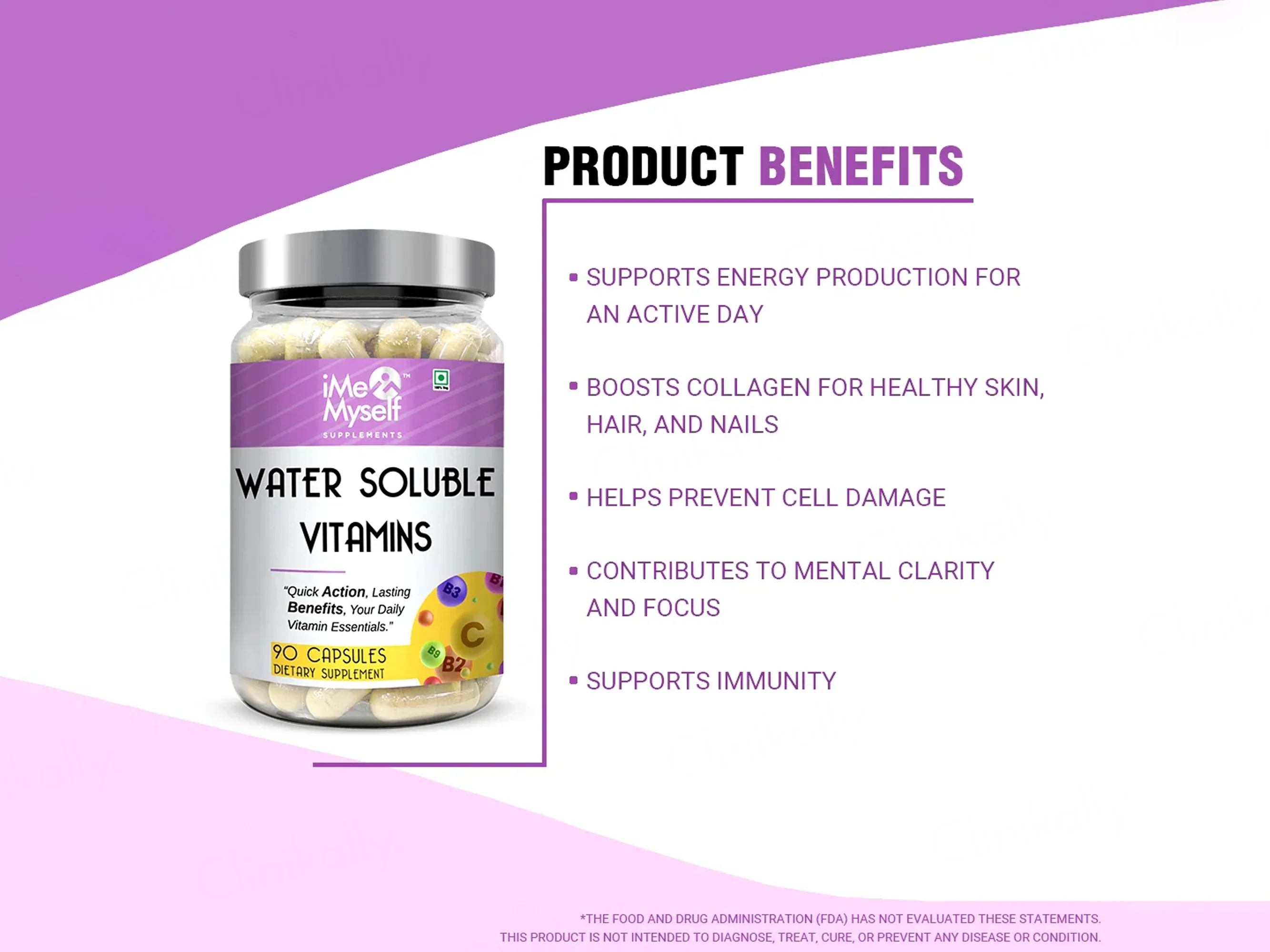 iMeMyself Water Soluble Vitamins Dietary Supplement Vegetarian Capsule - Image 3
